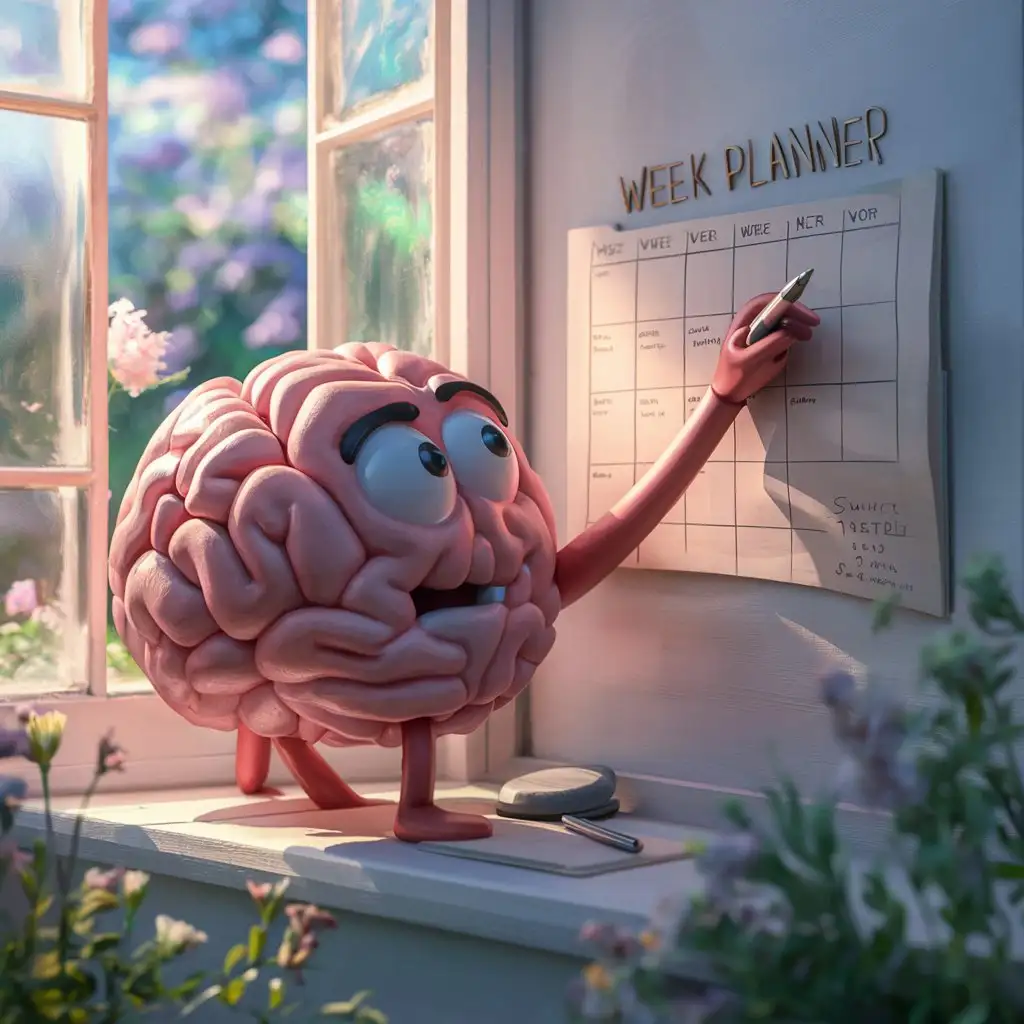 3D Brain Week Planner Monetinspired Planning Scene