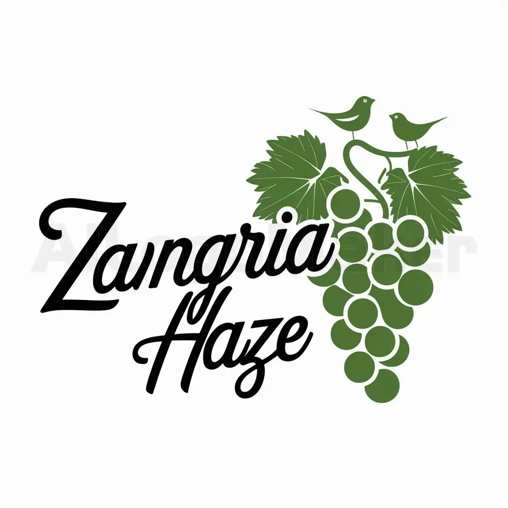 a logo design,with the text "Zangria Haze", main symbol:Grapes, Birds,Moderate,clear background