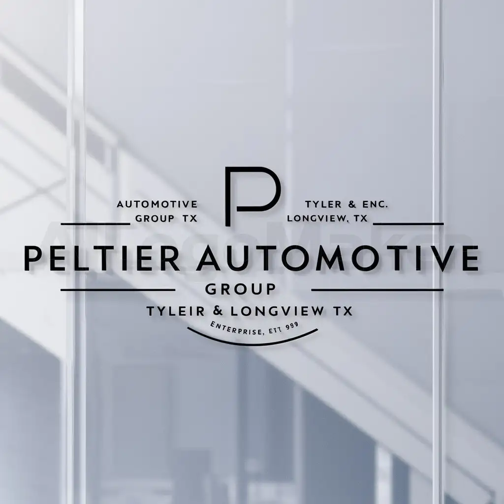a logo design,with the text "Peltier", main symbol:I'm seeking a designer to recreate an old business logo to.a modern useable image/file.. I want the structure, fonts, design to all be the same. Under “Peltier” I want “Automotive Group Tyler & Longview Tx” and another with “Enterprises Inc. Est 1989” I will choose two winners both paid out right,Minimalistic,clear background