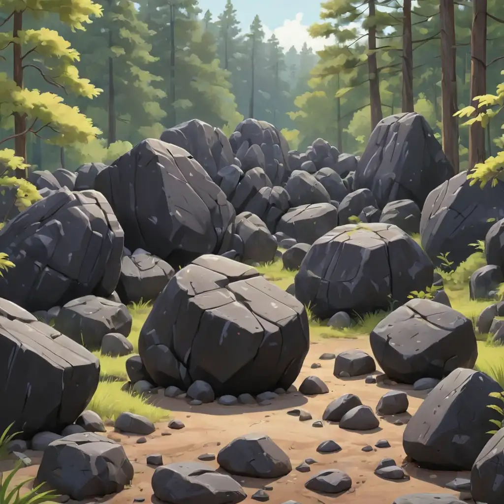 Cartoon-Black-Rocks-Amidst-Forest-Landscape