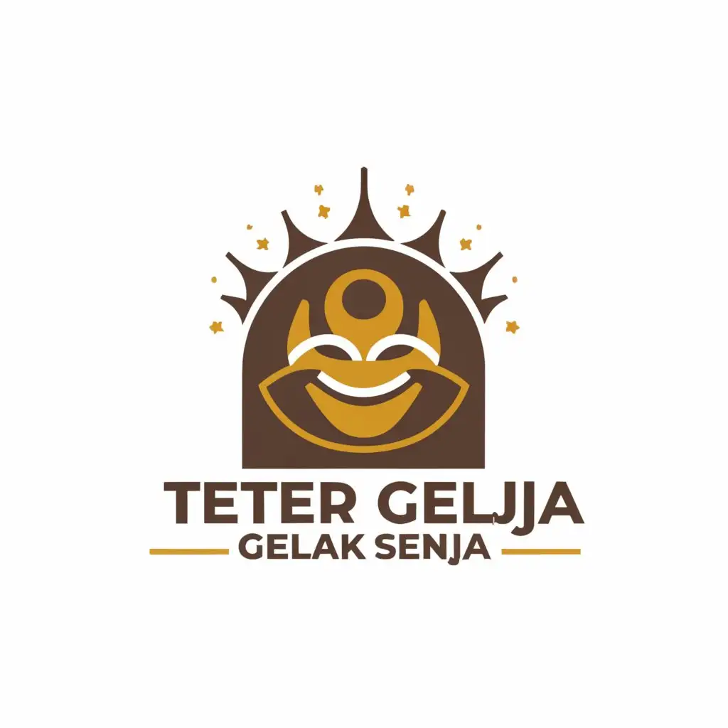 a logo design,with the text "teater gelak senja", main symbol:theatre,laugh, dusk,Moderate,be used in Entretenimiento industry,clear background