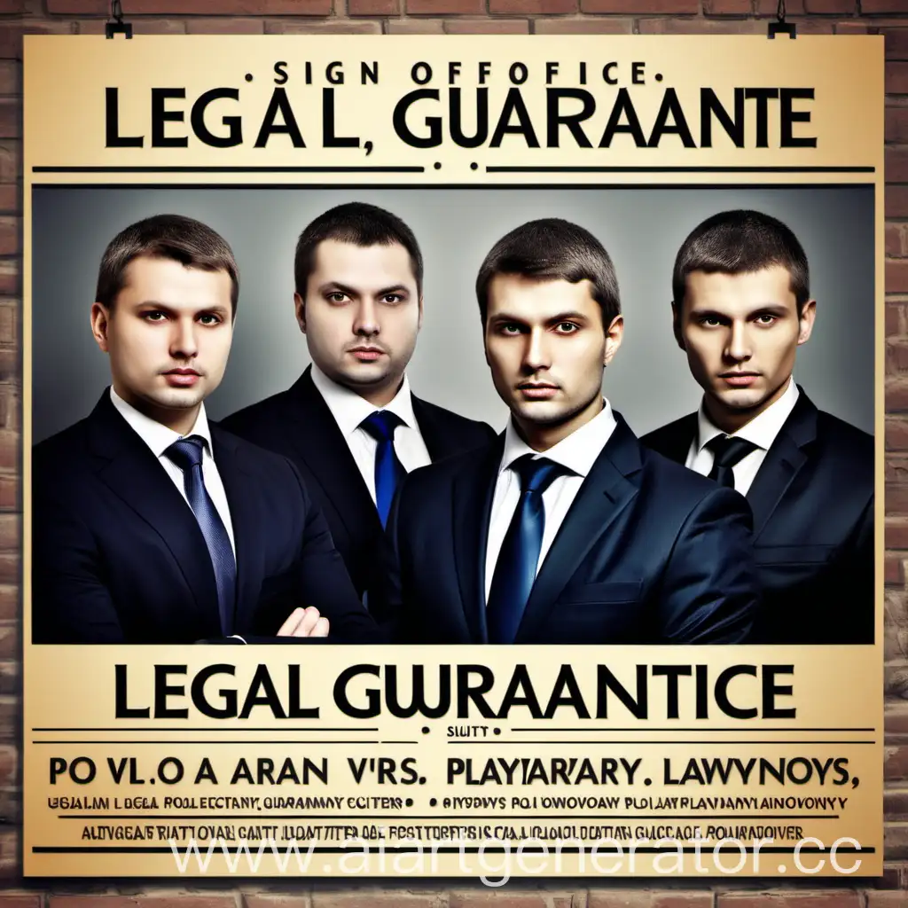 Вывеска-Постер Адвокатское Бюро "Правовая Гарантия", Поляковы, Адвокаты в строгих костюмах, юристы