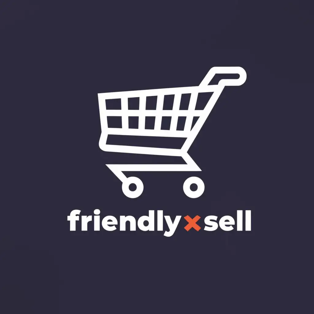 a logo design,with the text "Friendly % Sell", main symbol:online store,Minimalistic,be used in clothing industry,clear background