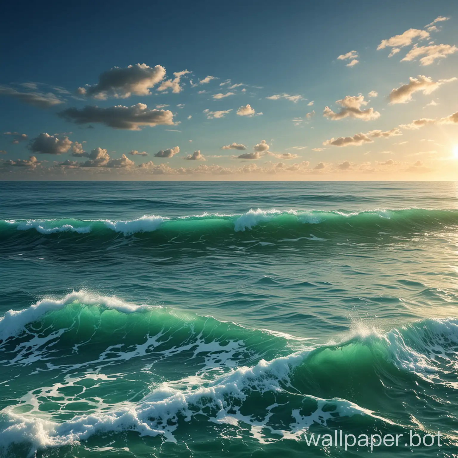 create a wallpaper from blue green ocean and feel the relief from it