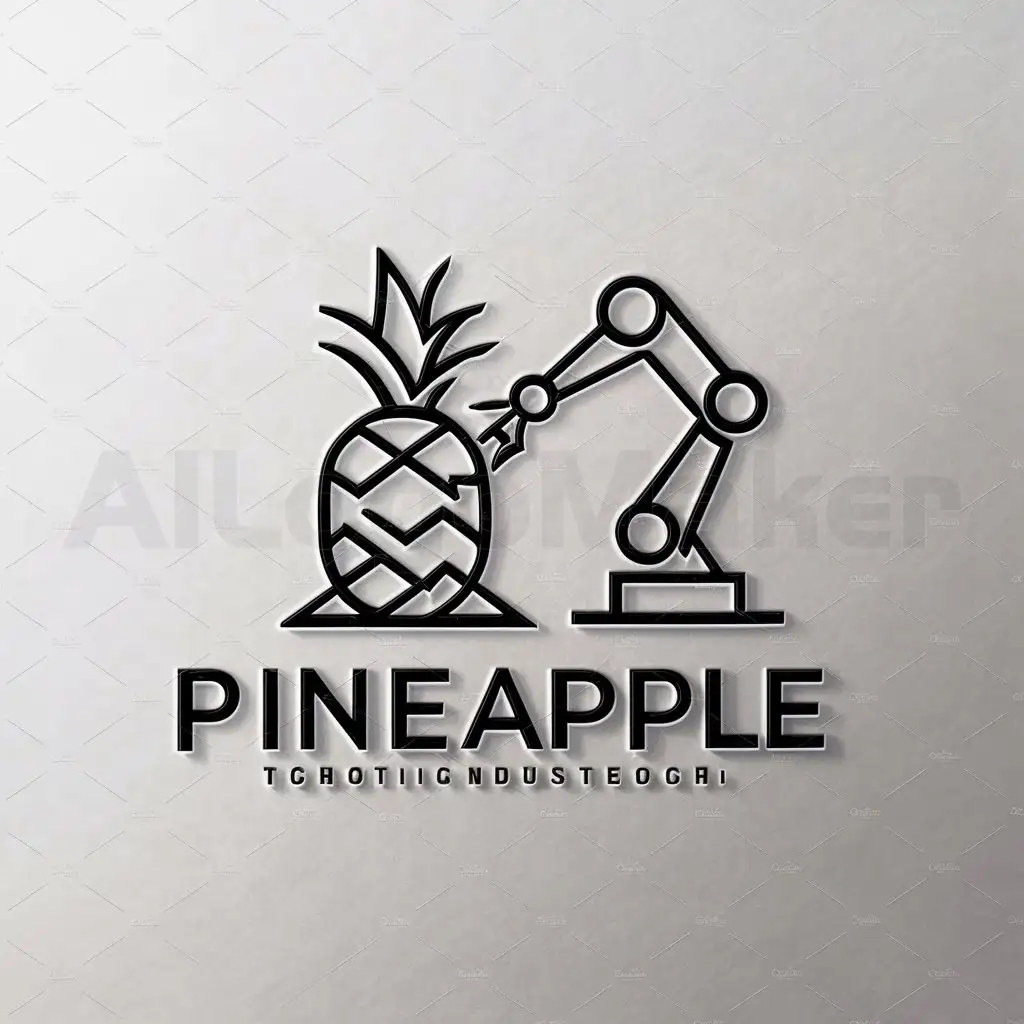 a logo design,with the text "pineapple harvesting robot arm", main symbol:pineapple, robotic arm,Minimalistic,be used in Technology industry,clear background
