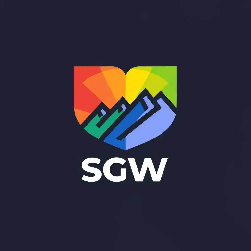 a logo design,with the text "SGW", main symbol:colorful mountain with shield, clear background,Minimalistic,be used in Sports Fitness industry,clear background
