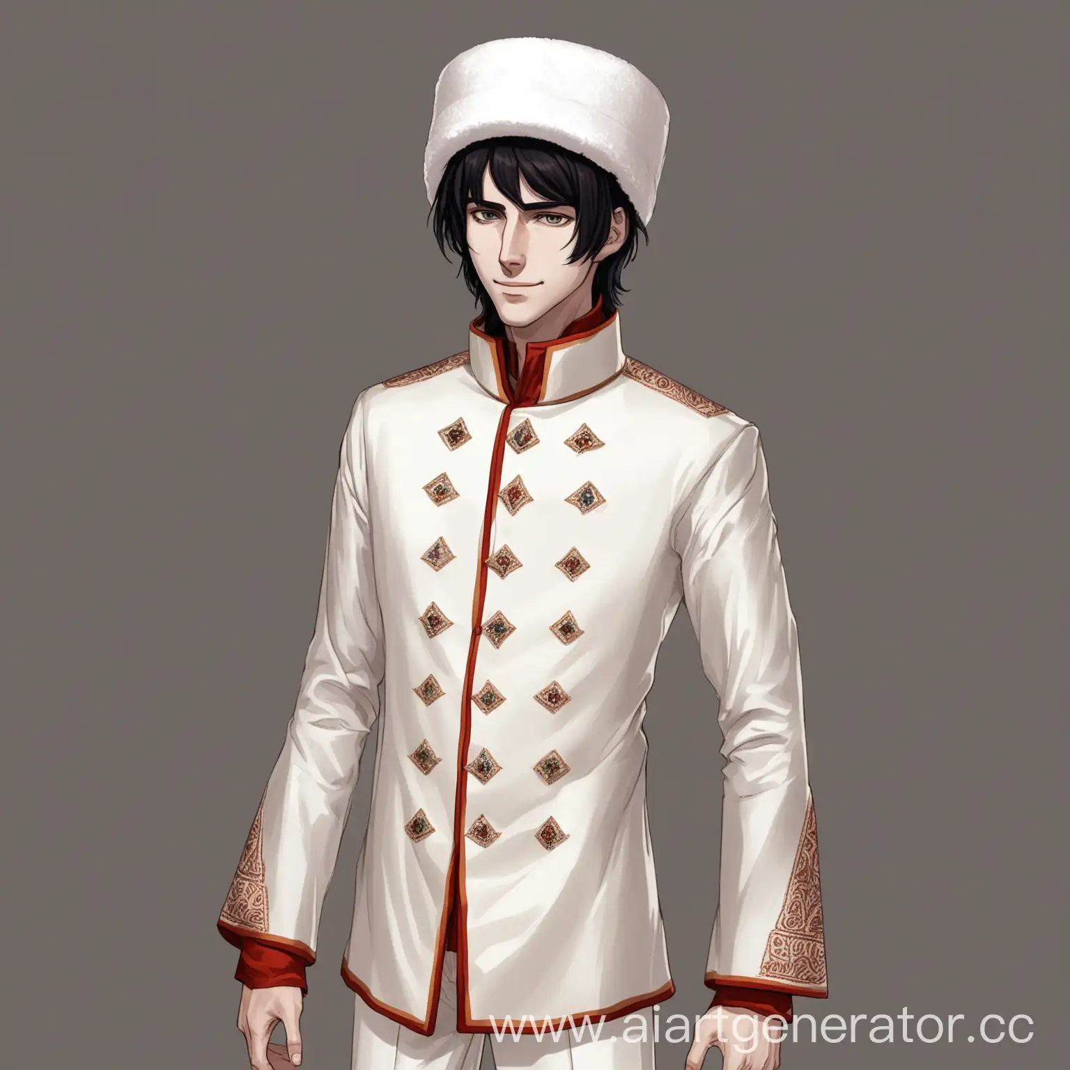 Tall-Slender-Man-in-Black-Shirt-and-Red-Boots-with-White-Ushanka
