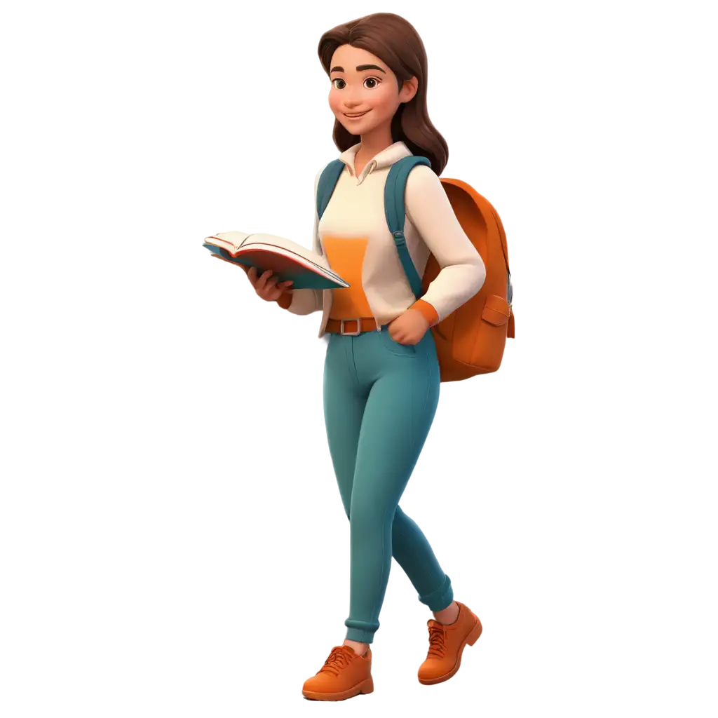 Student-Woman-PNG-Cartoon-Front-View-of-a-Backpacker-with-Books