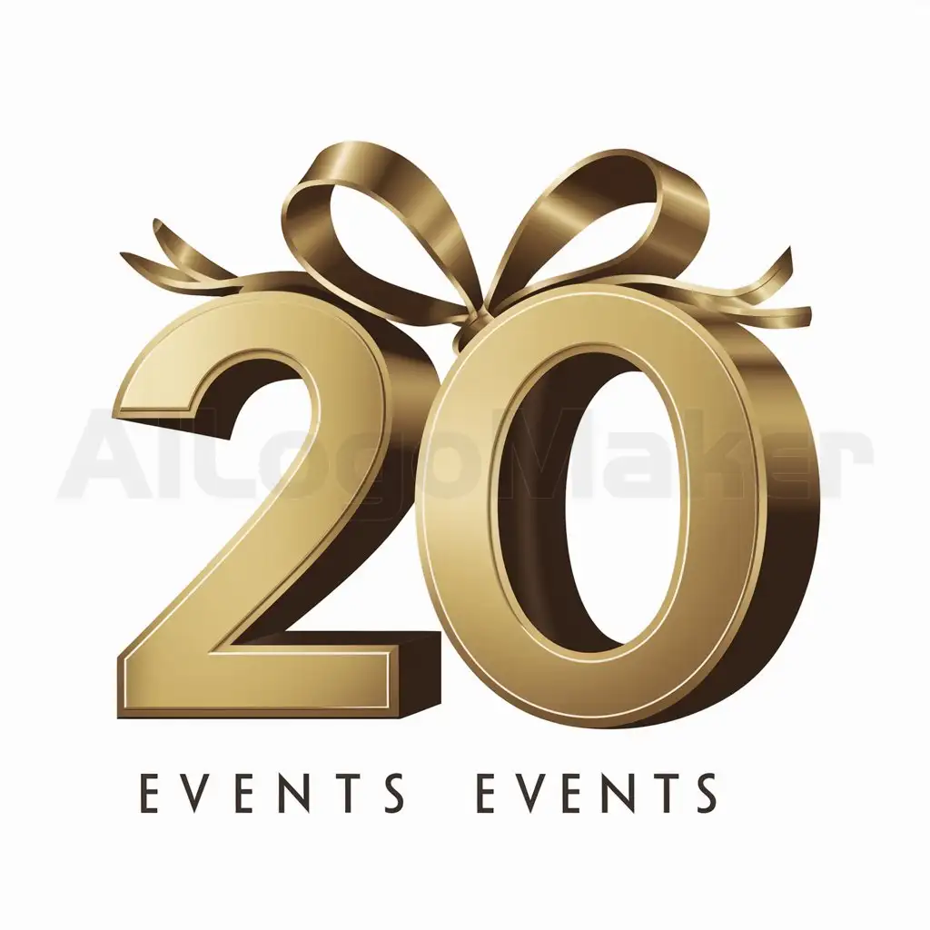 LOGO-Design-For-Events-Gold-3D-Ribbon-Gift-with-20-Text