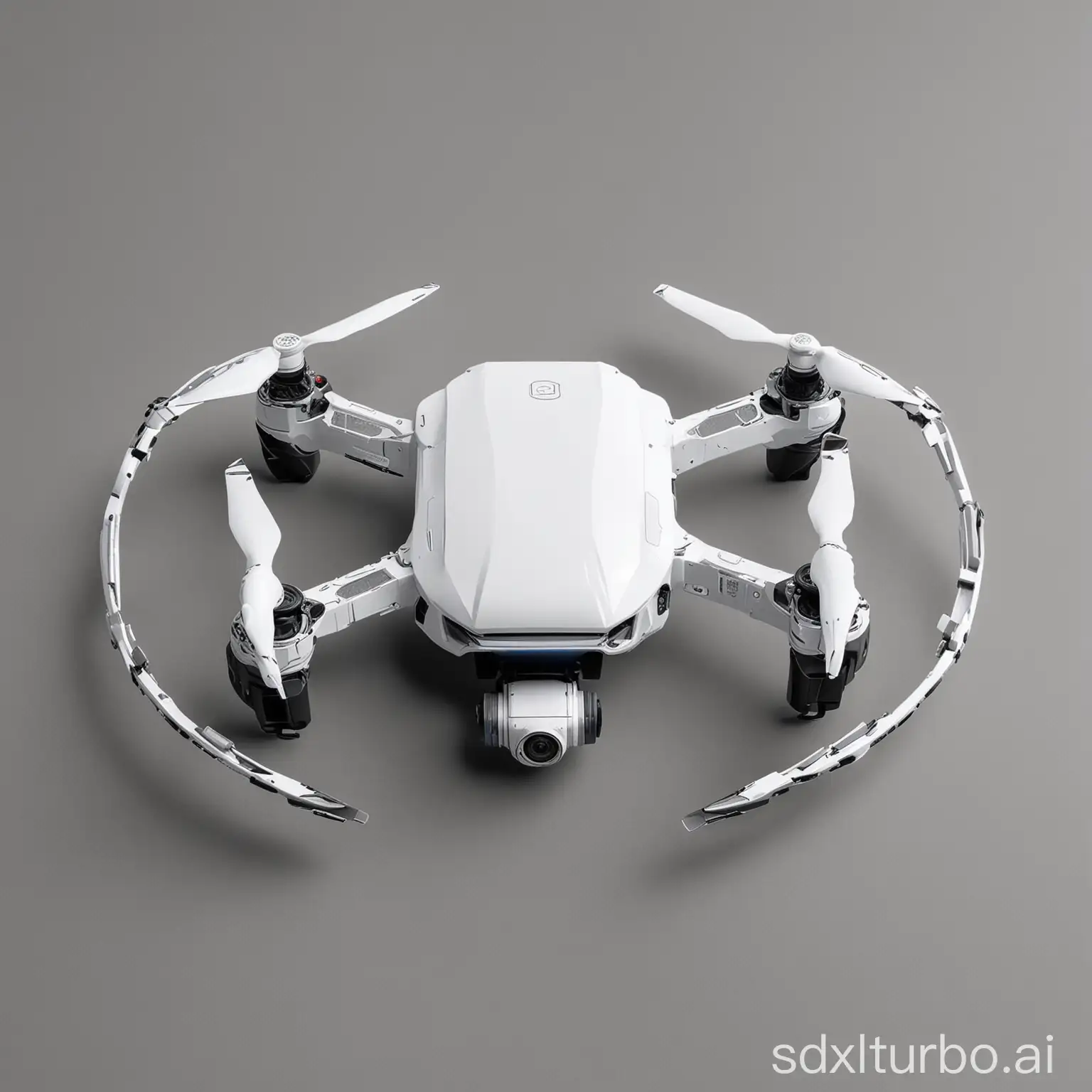 round drone AI high-tech reflective white