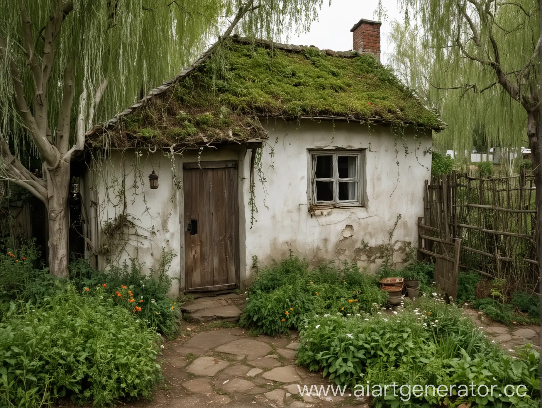 Aged-Cottage-Surrounded-by-WellGroomed-Garden-on-Riverbank