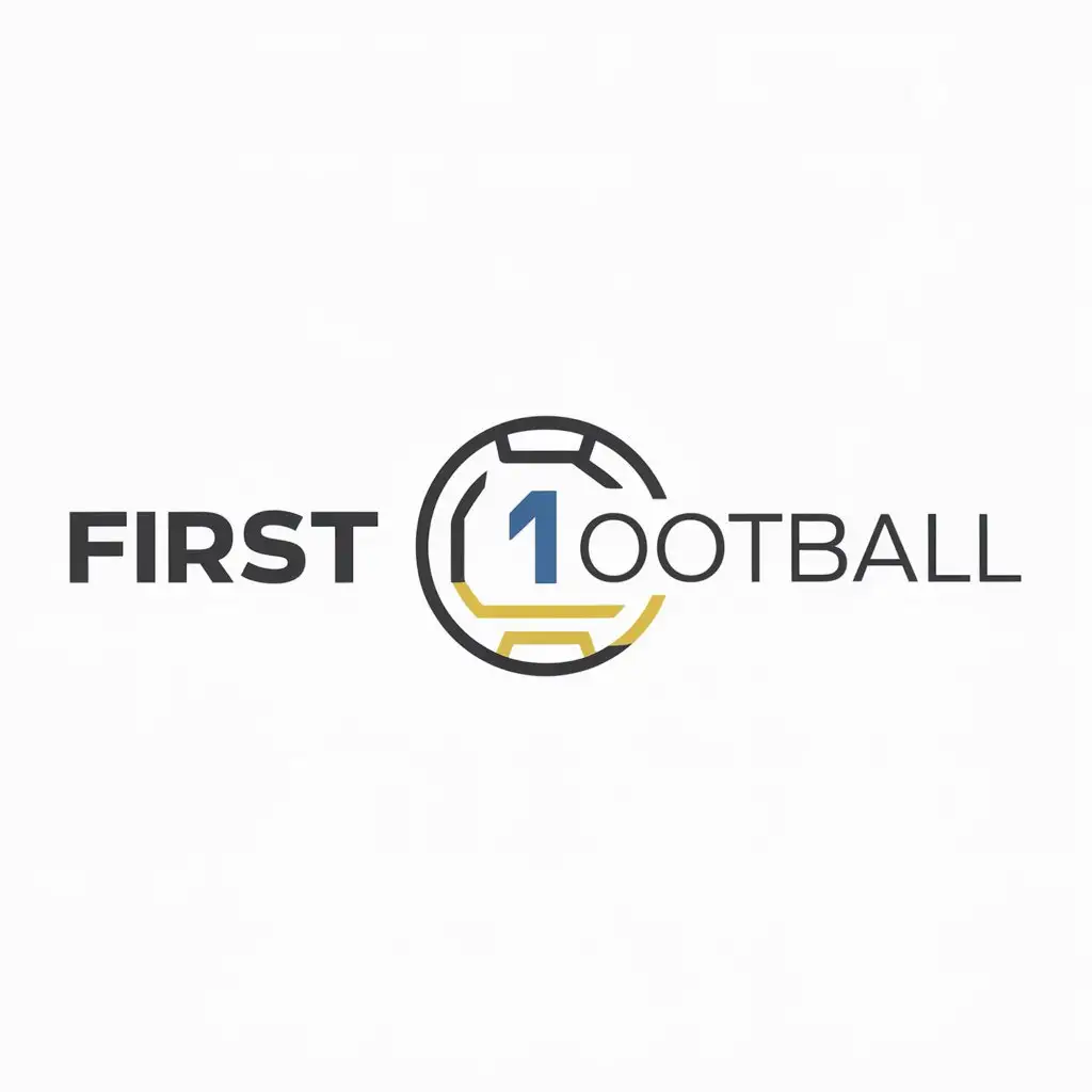 a logo design,with the text "first football", main symbol:a soccer ball with the number 1 in the colors of Ukraine,Minimalistic,be used in Sports Fitness industry,clear background