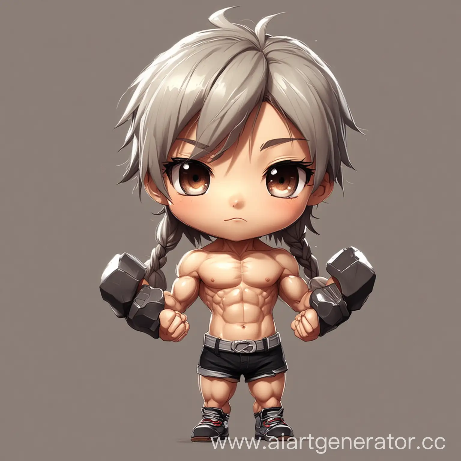 Muscular-Anime-Chibi-Character-with-Prominent-Left-Arm-Muscles