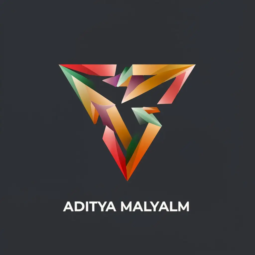 a logo design,with the text "v", main symbol:V ADITYA Malayalam,Minimalistic,clear background