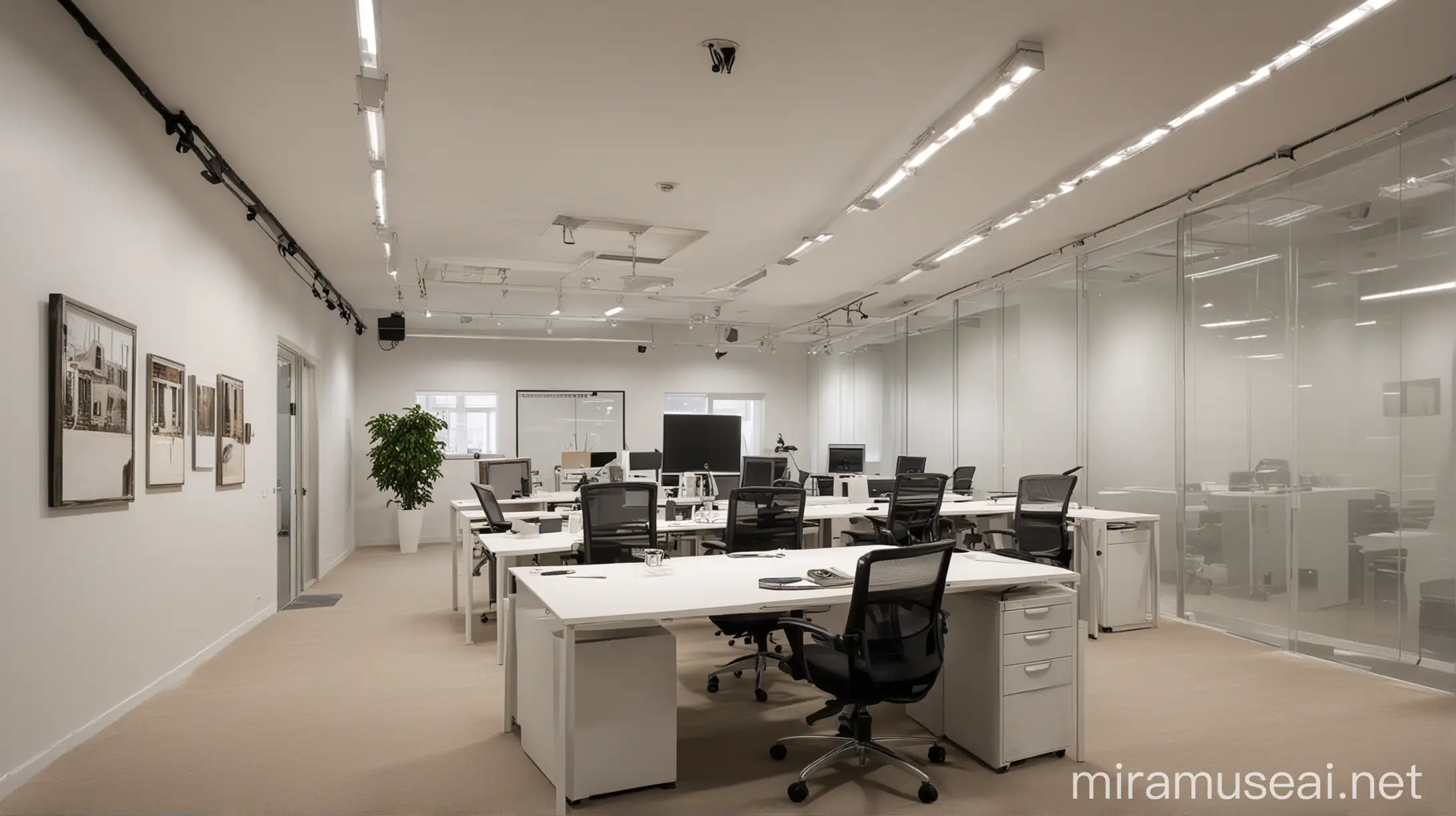 Modern Office Interior Design with Studio Lighting