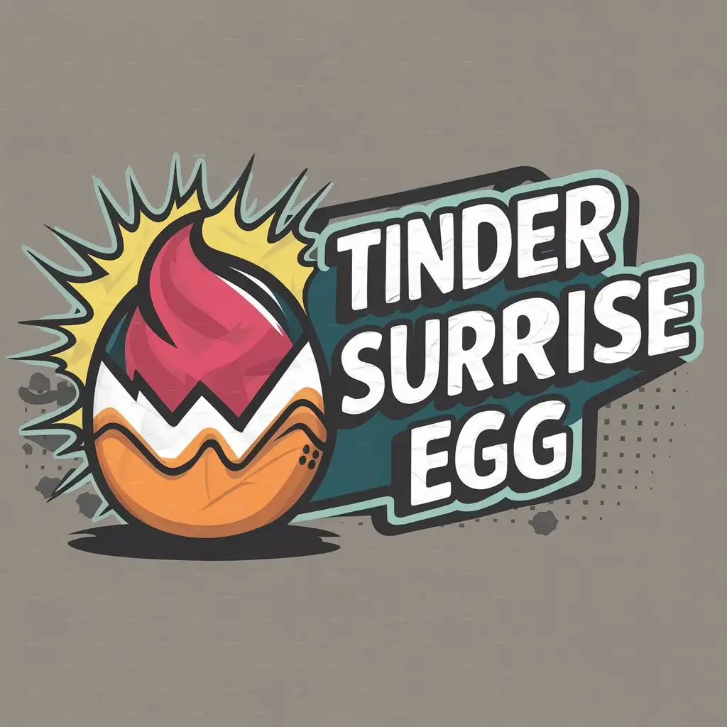 a logo design,with the text "TINDER SURPRISE EGG", main symbol:T-shirt Logo Design Symbol Egg shows in on t-shirt in surprise effect color vibrant.,Moderate,clear background