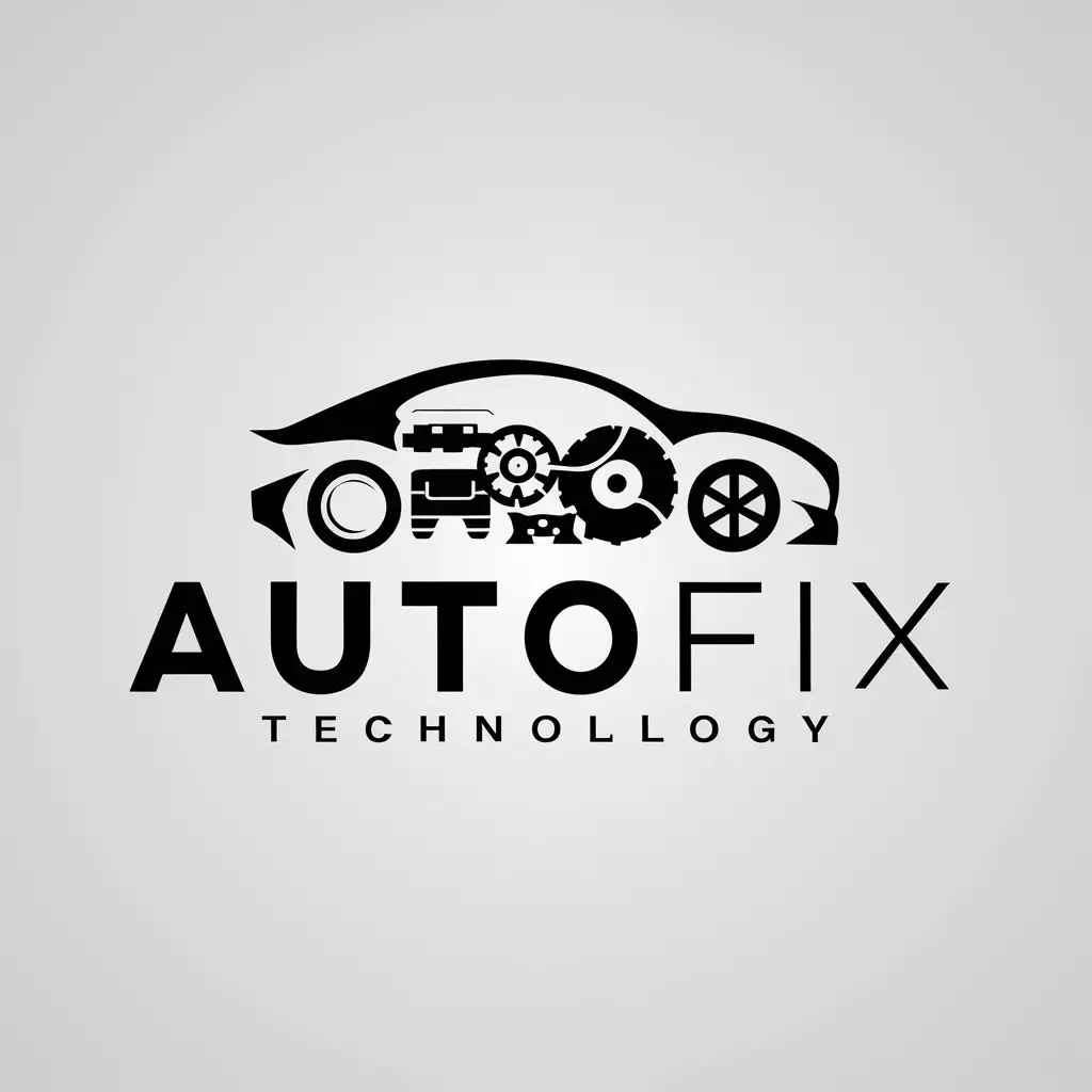 a logo design,with the text "AutoFix", main symbol:auto parts,Moderate,be used in Technology industry,clear background