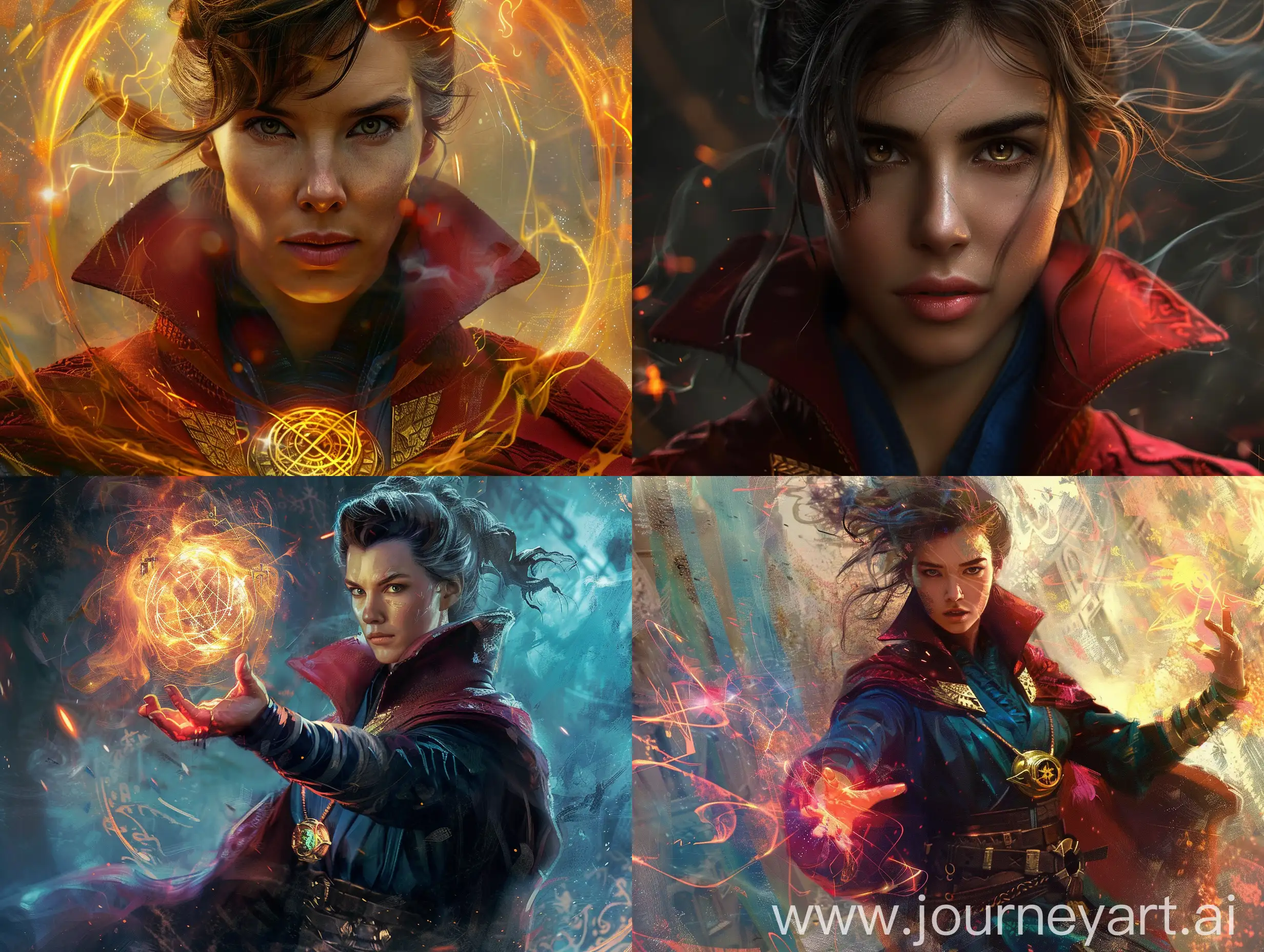 Female-Doctor-Strange-Using-Magic-in-Abstract-Setting