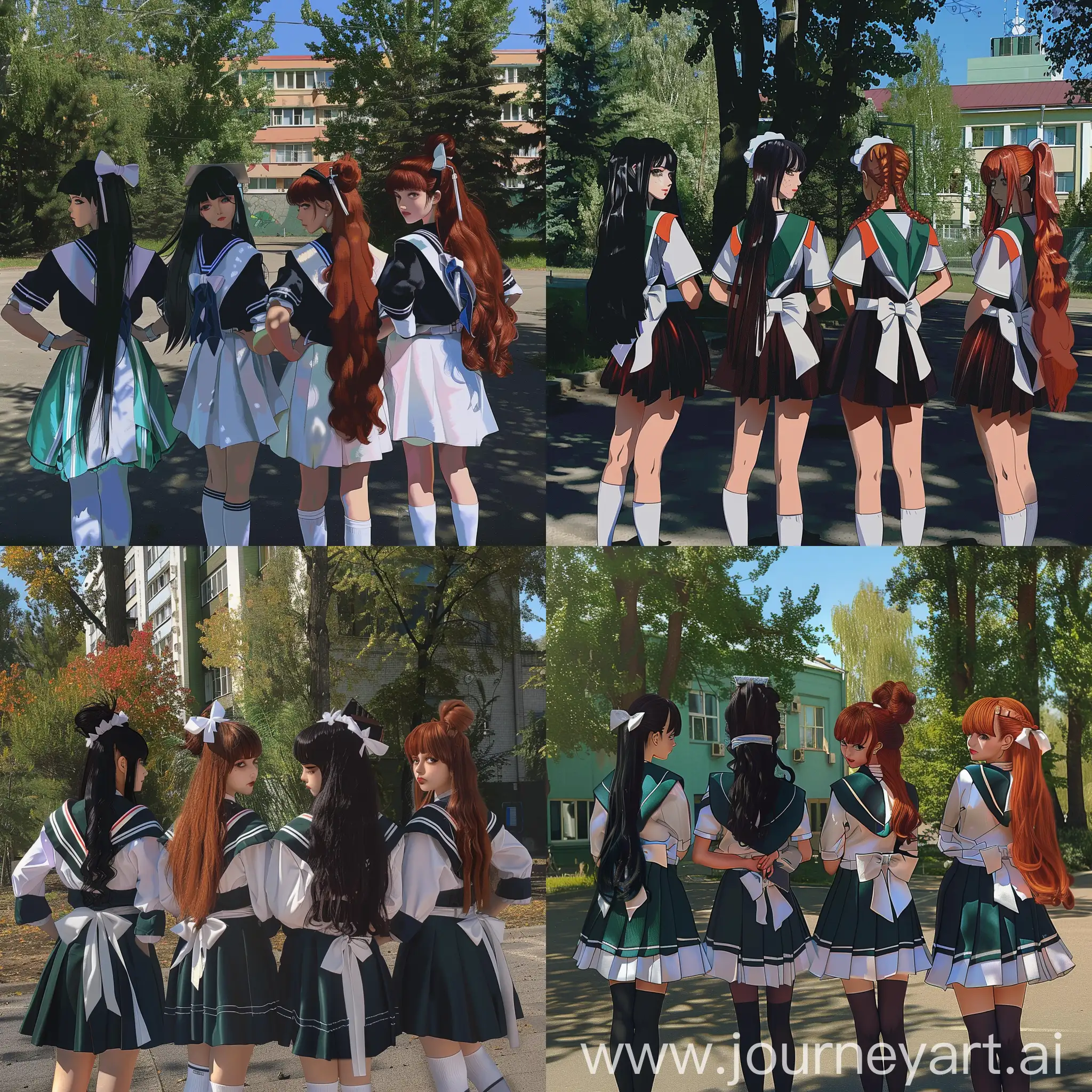 Four-Girls-Strike-Dramatic-JoJos-Bizarre-Adventure-Poses-Outdoors