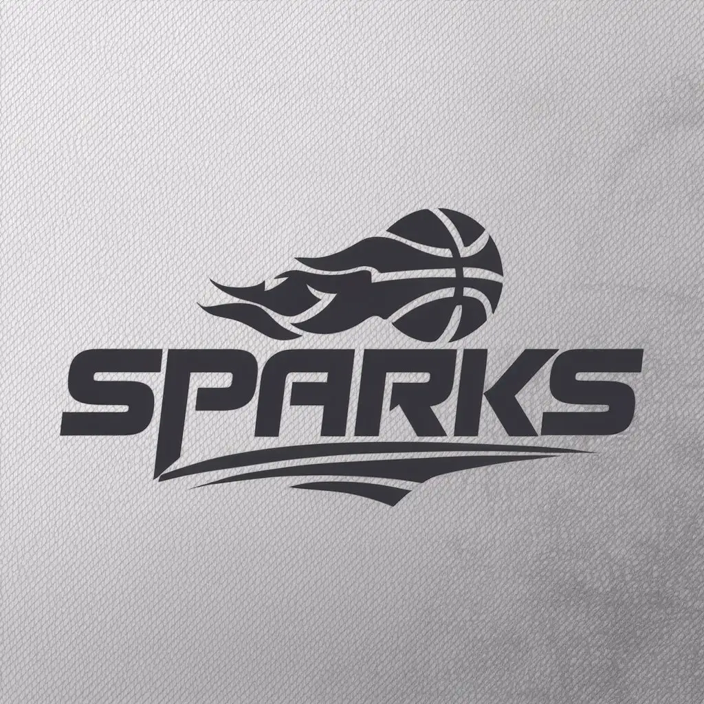 a logo design,with the text "Sparks", main symbol:basketball, flame,complex,be used in Sports Fitness industry,clear background