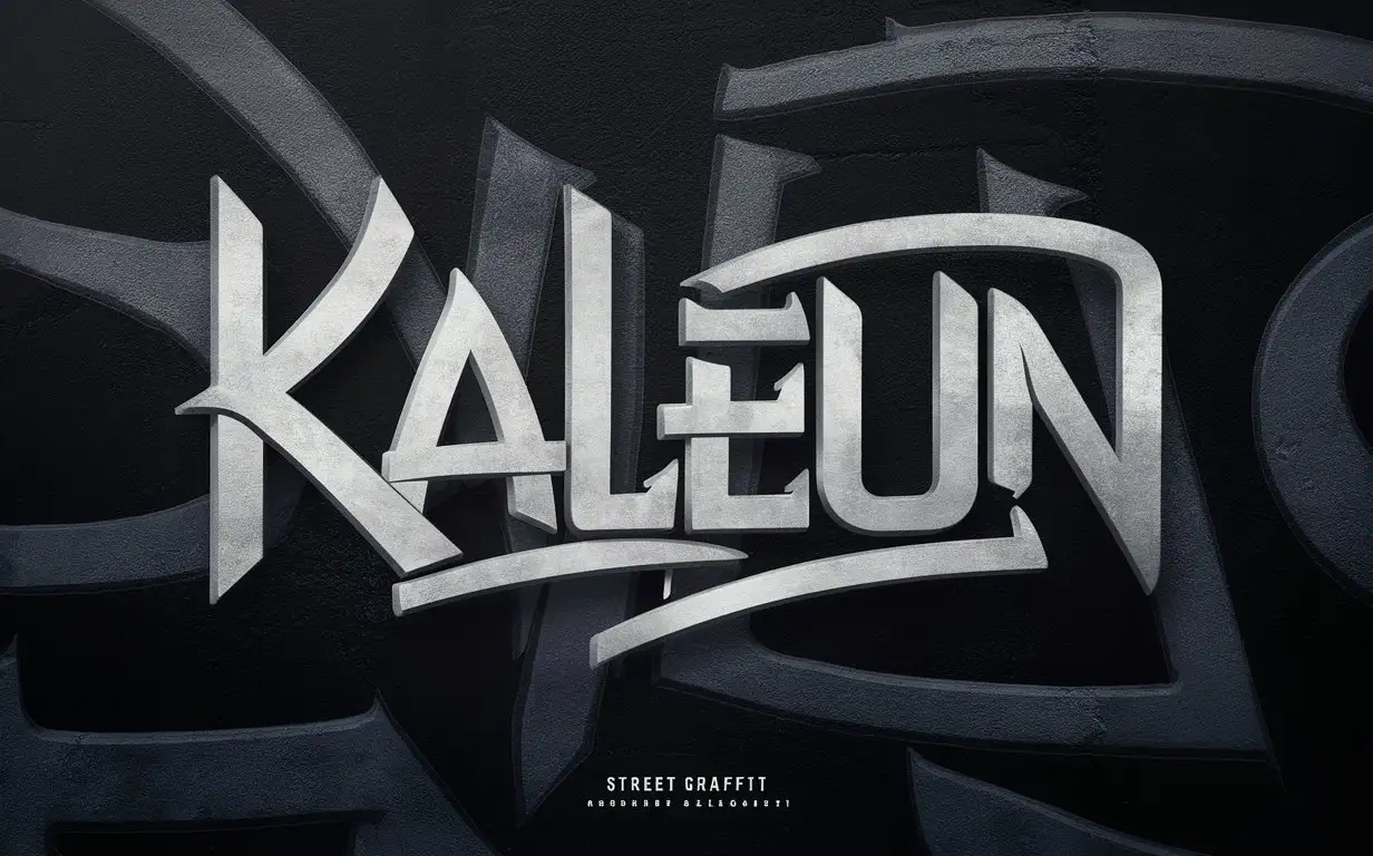 Le mot KALEUN (家倫) avec un style assez sobre avec un style street graffiti asiatique. Fonf noir dégradé sombre