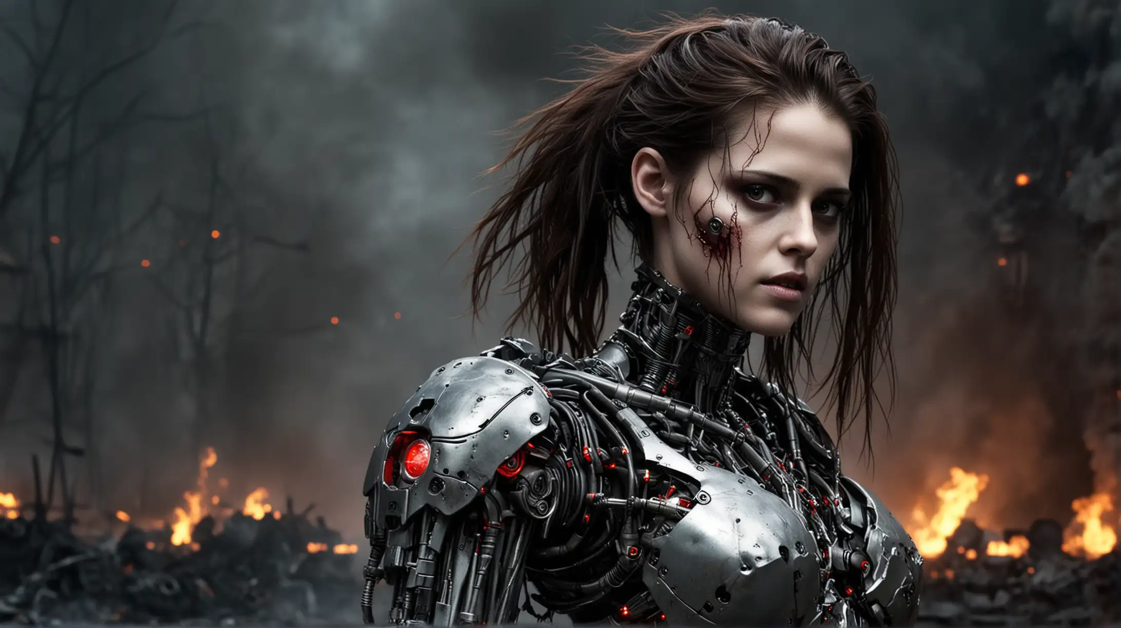 Sexy Cyborg Woman with Metal Skull and Robotic Limbs