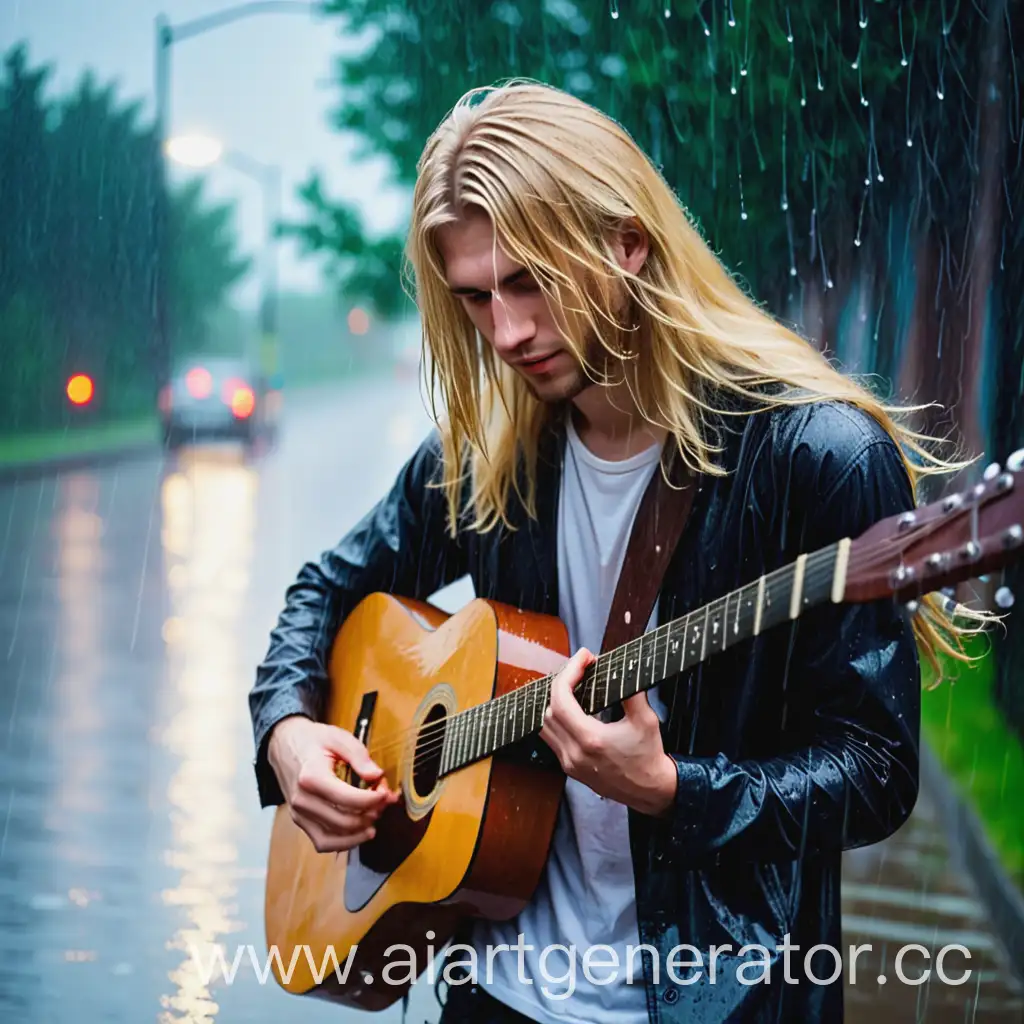 Beautiful-LongHaired-Blonde-Man-Playing-Guitar-in-the-Rain