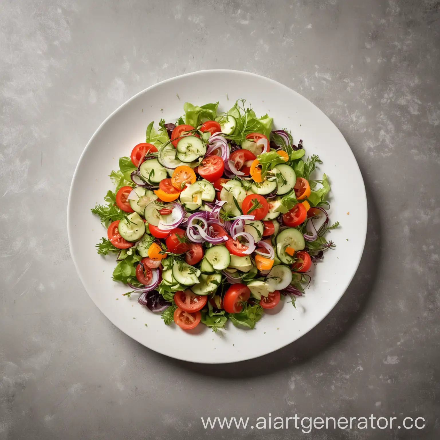 овощной салат в тарелке на чистом фоне