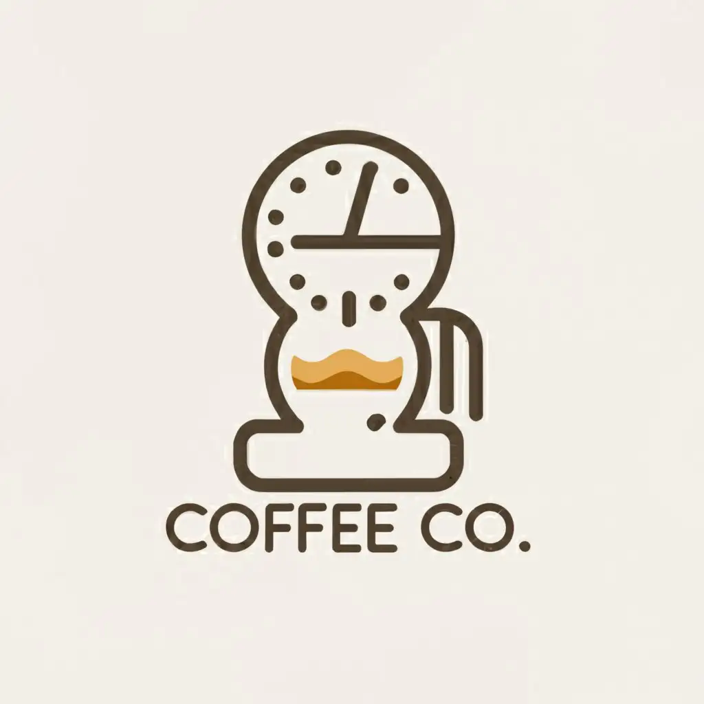 a logo design,with the text "Coffee Co.", main symbol:A 2d coffee maker with a minimalistic alarm clock built into it.,Minimalistic,clear background