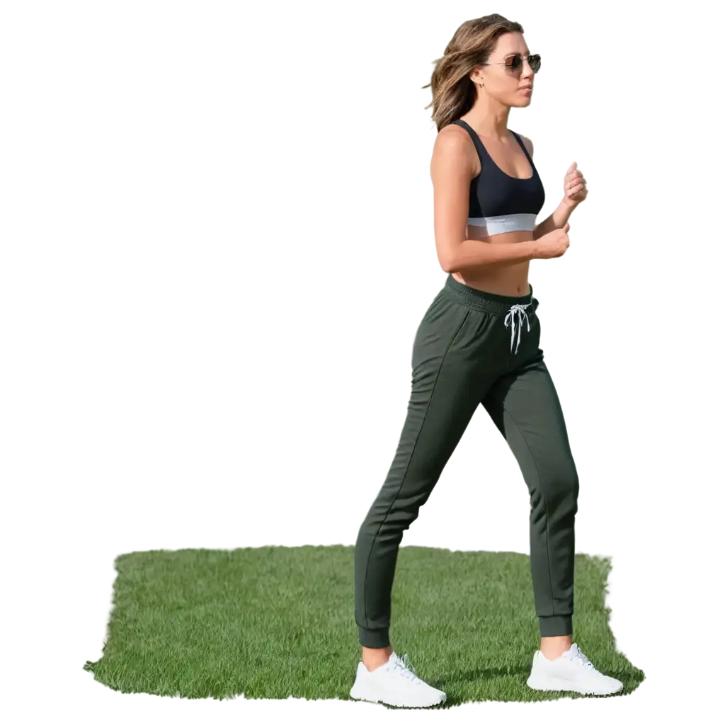 walking on grass in joggers
