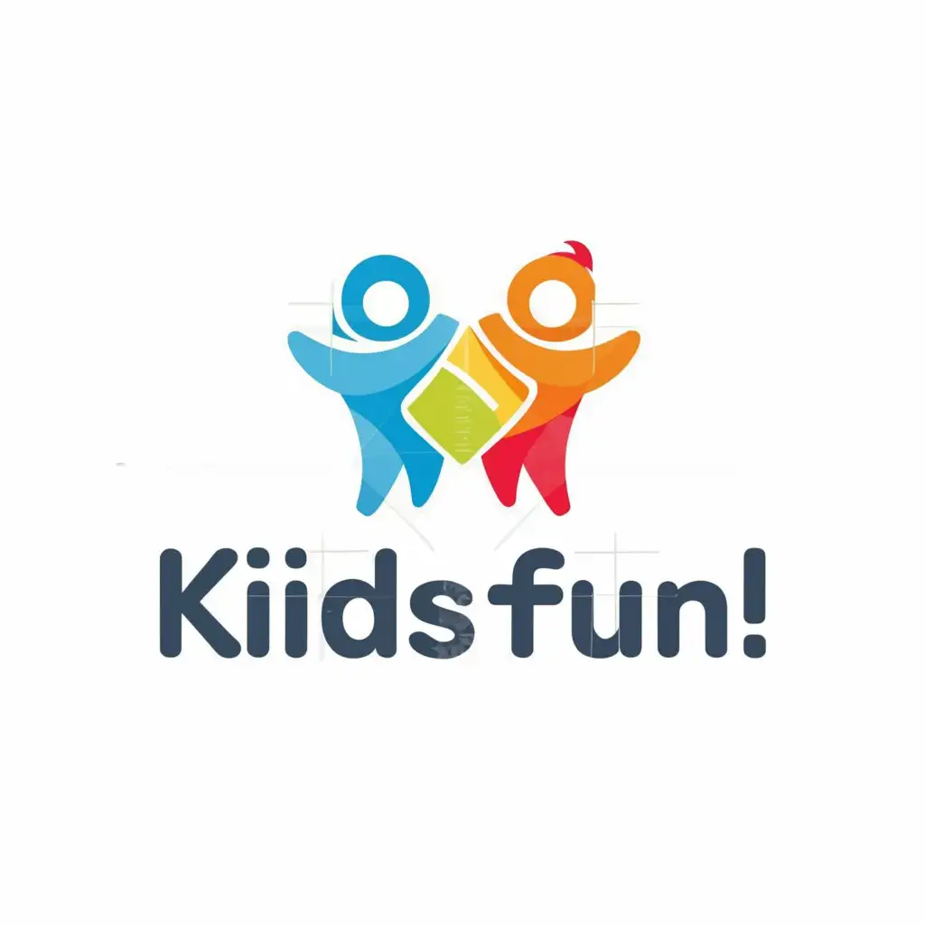 a logo design,with the text "KidsFun", main symbol:Kids,Moderate,be used in Education industry,clear background