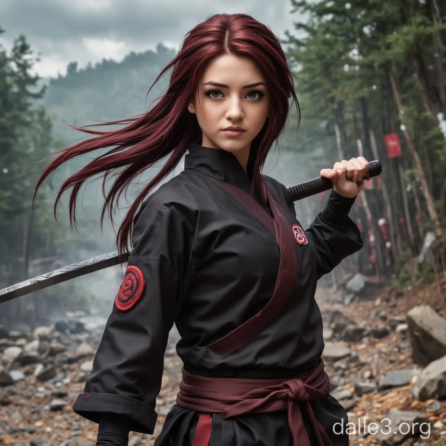 Cosplay Anya Ranetka as Akatsuki Performing Jutsu | Dalle3 AI