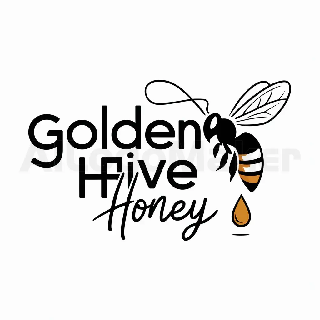 LOGO-Design-For-Golden-Hive-Honey-Elegant-Honeybee-in-Flight-Symbolizing-Natures-Bounty
