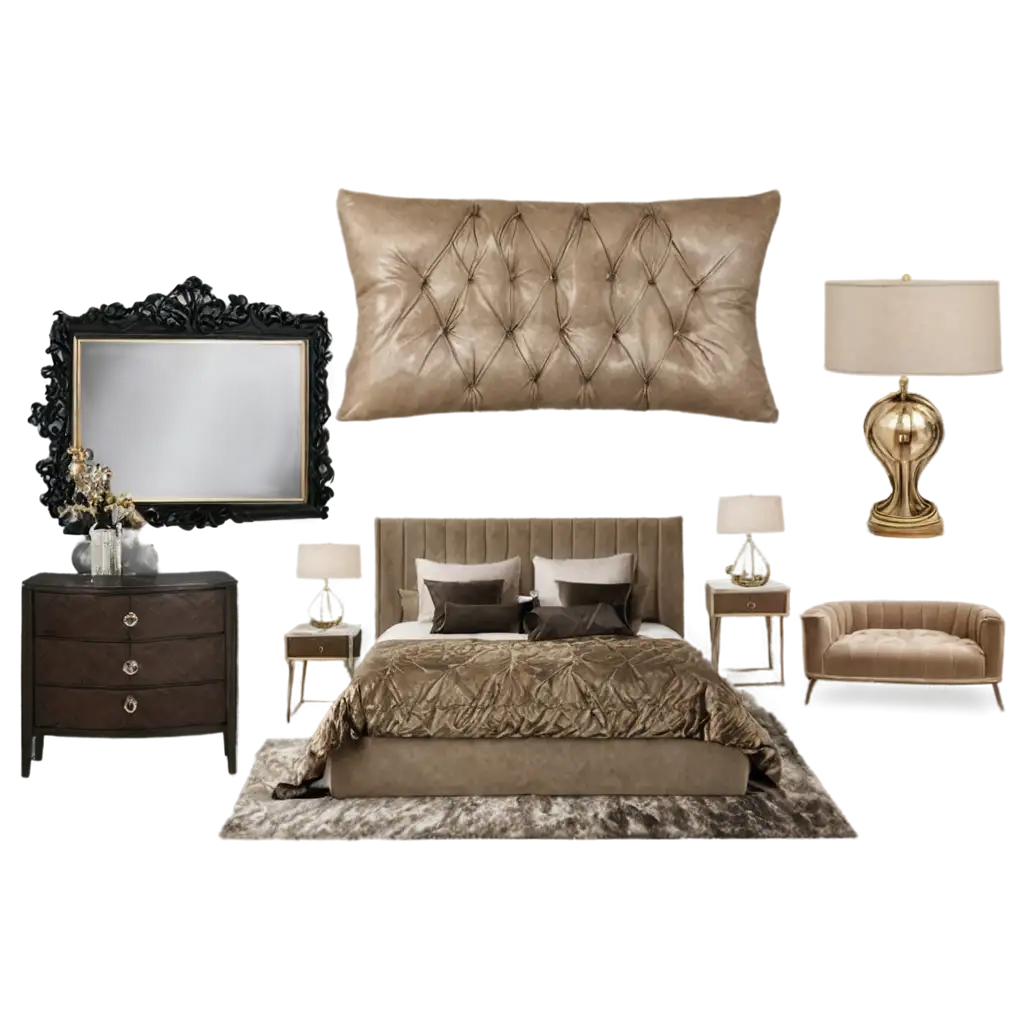  luxury  interior furniture moodboard for masterbed
