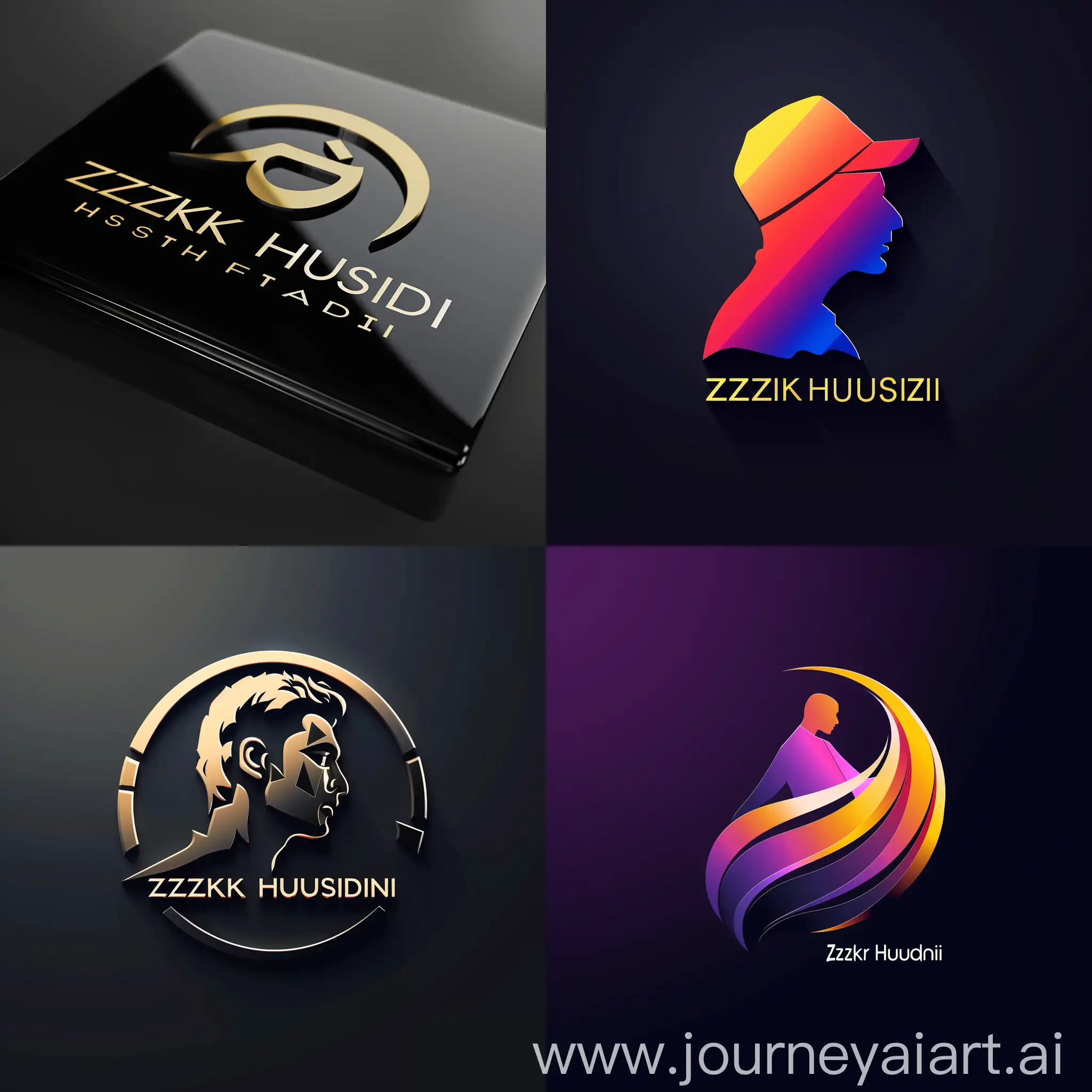 Write logo named Zakir Hussaini on a desktop with 3d effect and modern look 