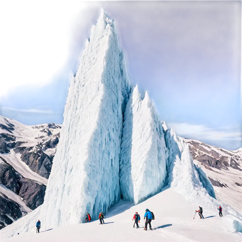 people climbing on the ice mountain with beautiful icemountain