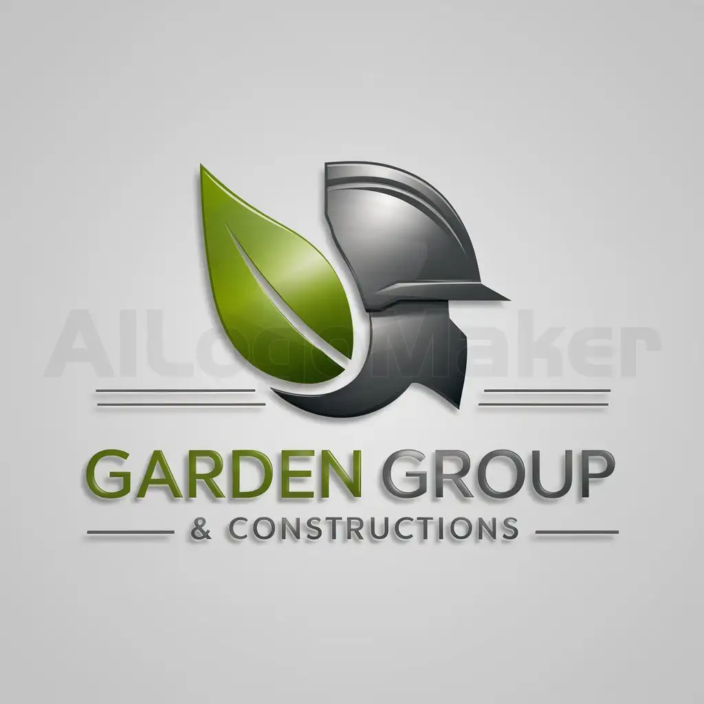 a logo design,with the text "Garden Group & Construtions", main symbol:Hoja y Casco de construcción,complex,be used in Construction industry,clear background