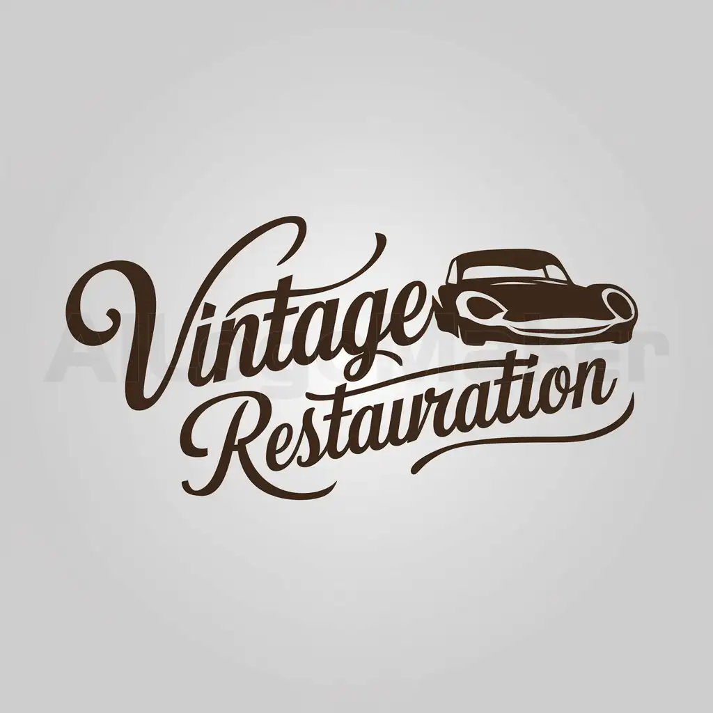 a logo design,with the text "Vintage Restauration", main symbol:letter, car,Moderate,be used in Automotive industry,clear background