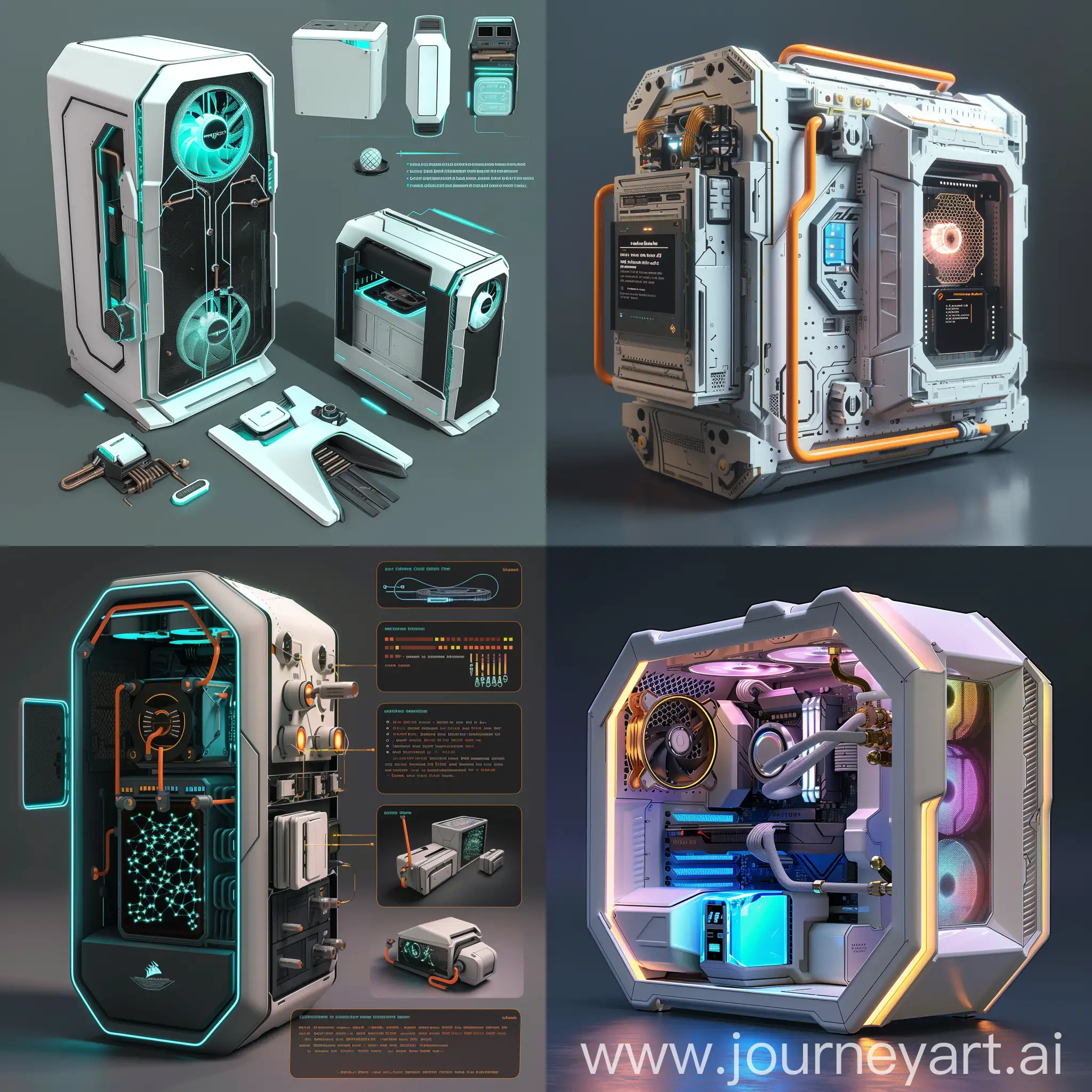 Futuristic PC case, Fractal Cooling (Inspired by "Primer"), Biometric Authentication Hatch (Inspired by "Ex Machina"), Modular "Nanite" Components (Inspired by "Micronauts"), Kinetic Energy Harvesting (Inspired by "Cloud Atlas"), Holographic Fan Display (Inspired by "Bladerunner 2049"), Organic LED Lighting (Inspired by "Annihilation"), Morphing Side Panels (Inspired by "Tensegrity"), AI-Controlled Maintenance System (Inspired by "Love, Death & Robots" - "Sonnie's Edge"), VR Headset Docking Station (Inspired by "Ready Player One"), Expandable Liquid Cooling Reservoir (Inspired by "The Expanse"), Fractal Fractal Network (Inspired by "Arrival"), Kinetic Energy Display (Inspired by "Minority Report"), Modular "Symbiotic" Components (Inspired by "Symbiont"), Self-Cleaning Antimicrobial Coating (Inspired by "Exogenesis"), Adaptive Temperature-Responding Panels (Inspired by "Solaris"), Organic LED "Synapse Flow" Lighting (Inspired by "Psycho-Pass"), Zero-Gravity Mounting System (Inspired by "Elysium"), AI-Powered "Hyperfocus" Mode (Inspired by "Lucy"), VR Headset Integration (Inspired by "The Peripheral"), Expandable Holographic Projection System (Inspired by "Strange Days"), unreal engine 5 --stylize 1000