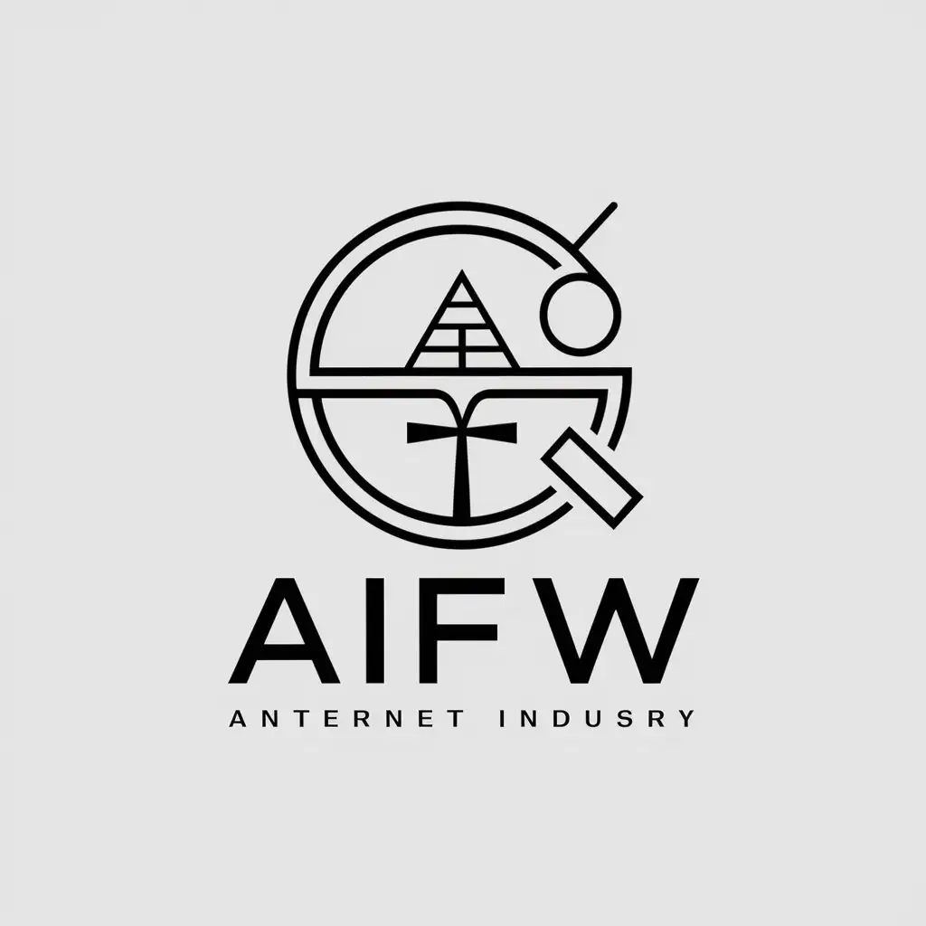 a logo design,with the text "AiFW", main symbol:circle/technology/ancient Egypt,Minimalistic,be used in Internet industry,clear background