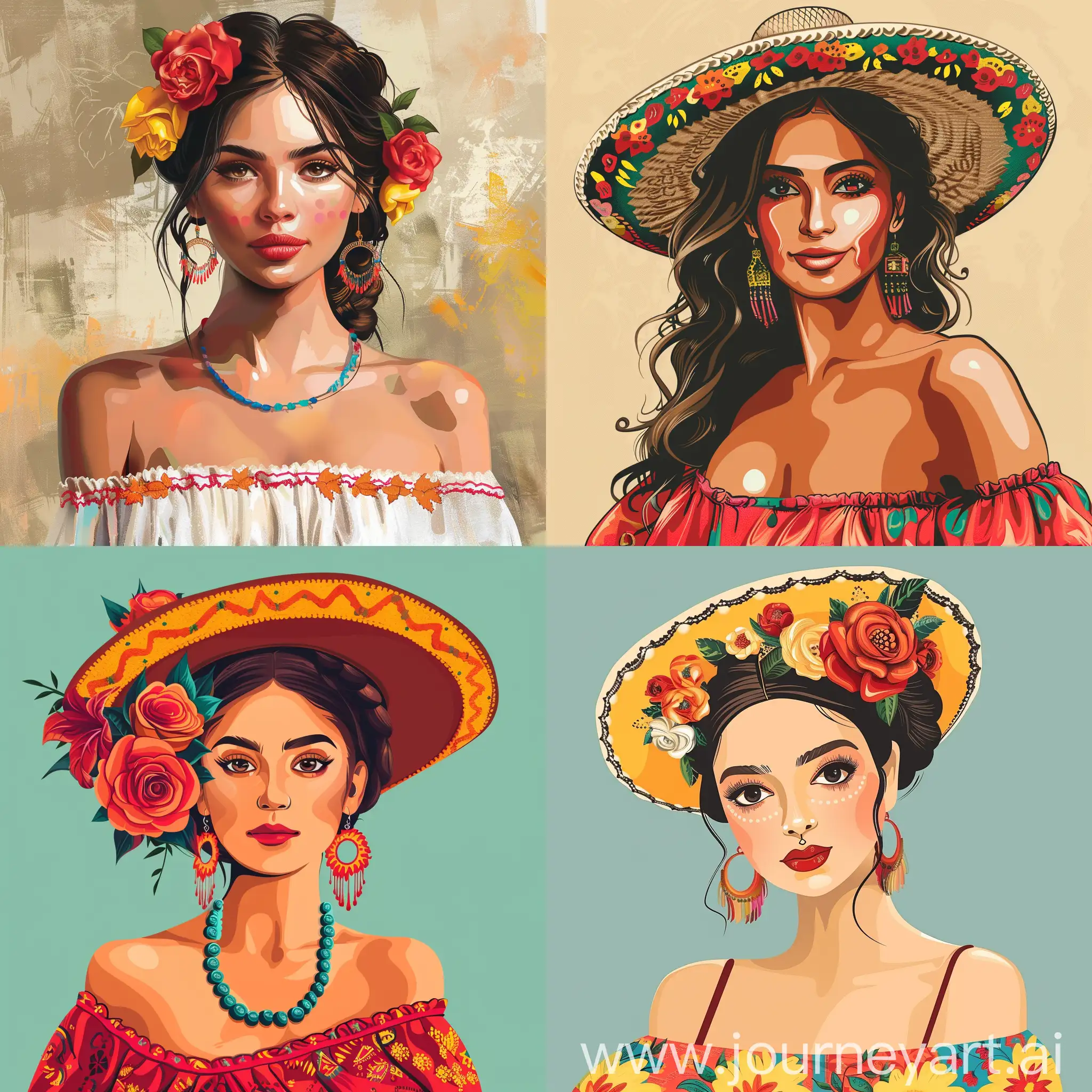 Beautiful-Mexican-Woman-Illustration-Vibrant-Cultural-Portrait