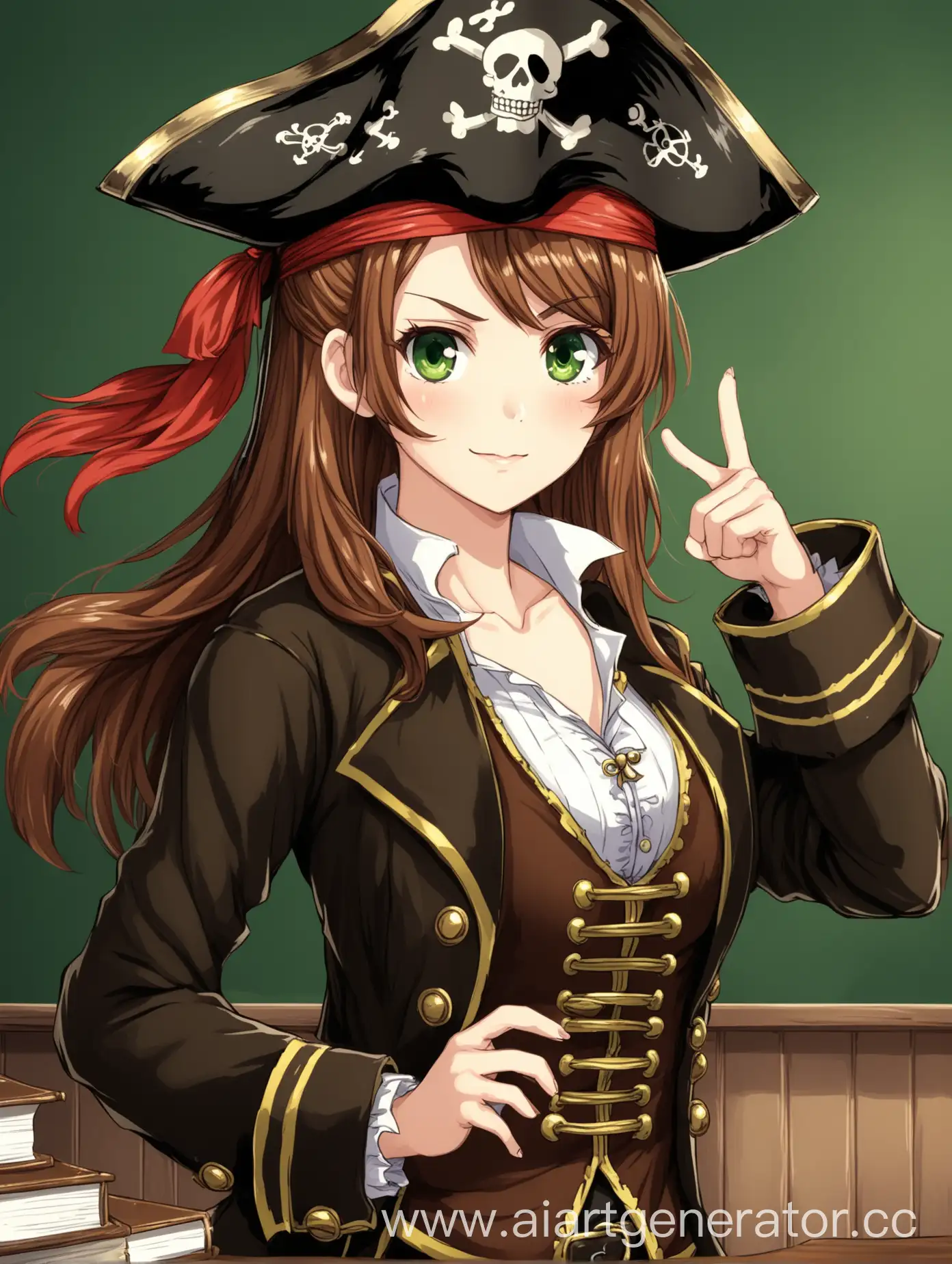 Adventurous-Girl-Pirate-Teaching-with-Chestnut-Hair-and-GreenBrown-Eyes