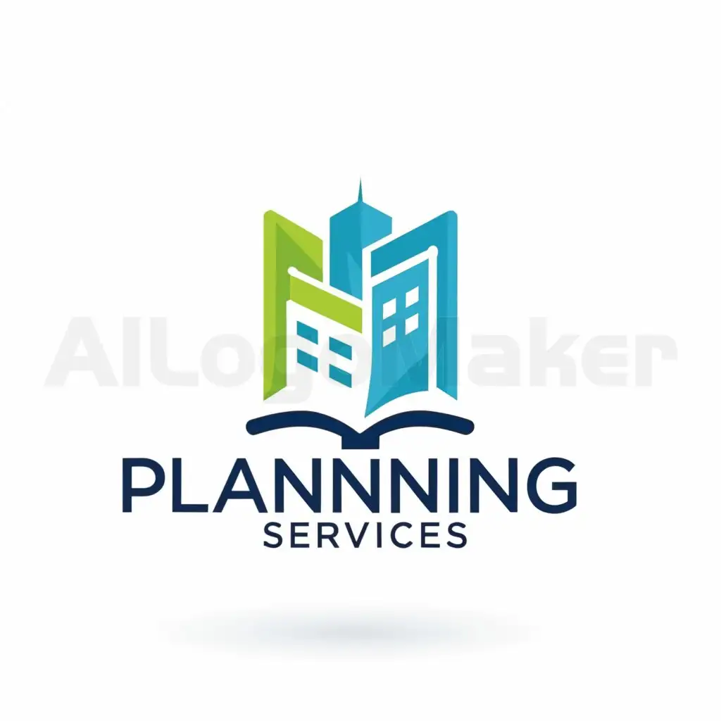 a logo design,with the text "Planning Services", main symbol:urban planning and education,complex,clear background