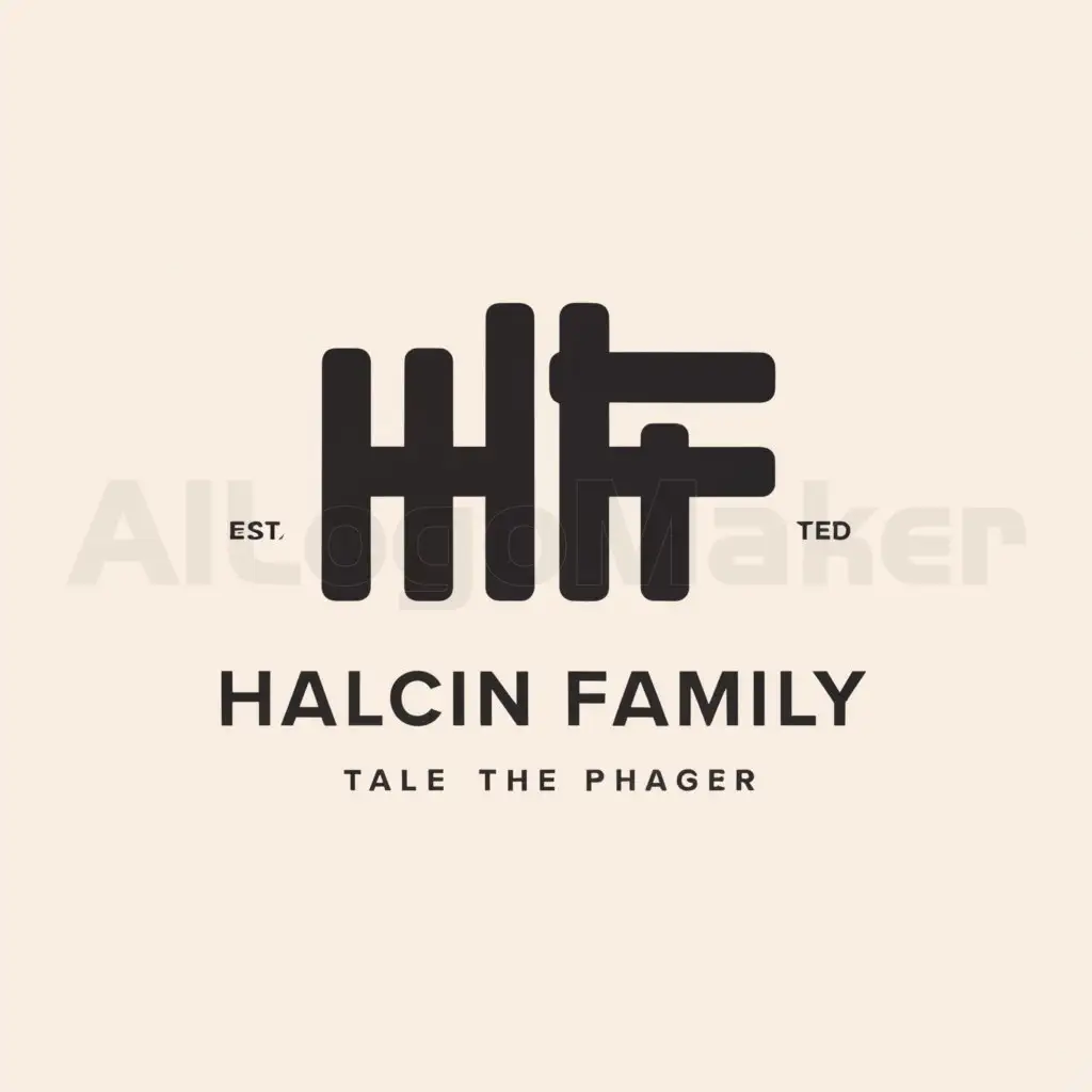 a logo design,with the text "HALCIN Family", main symbol:HF,Moderate,be used in Home Family industry,clear background