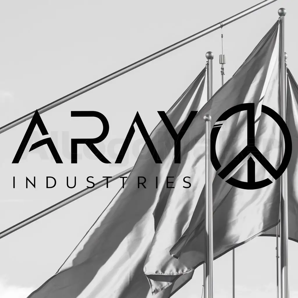 a logo design,with the text "ARAY INDUSTRIES", main symbol:Flag of Peace,complex,clear background