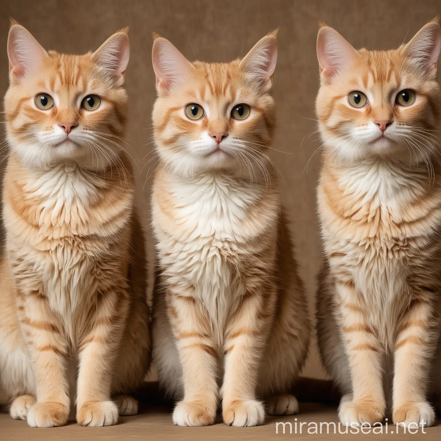 Multiple Identical Cats of Various Ages Sitting Together