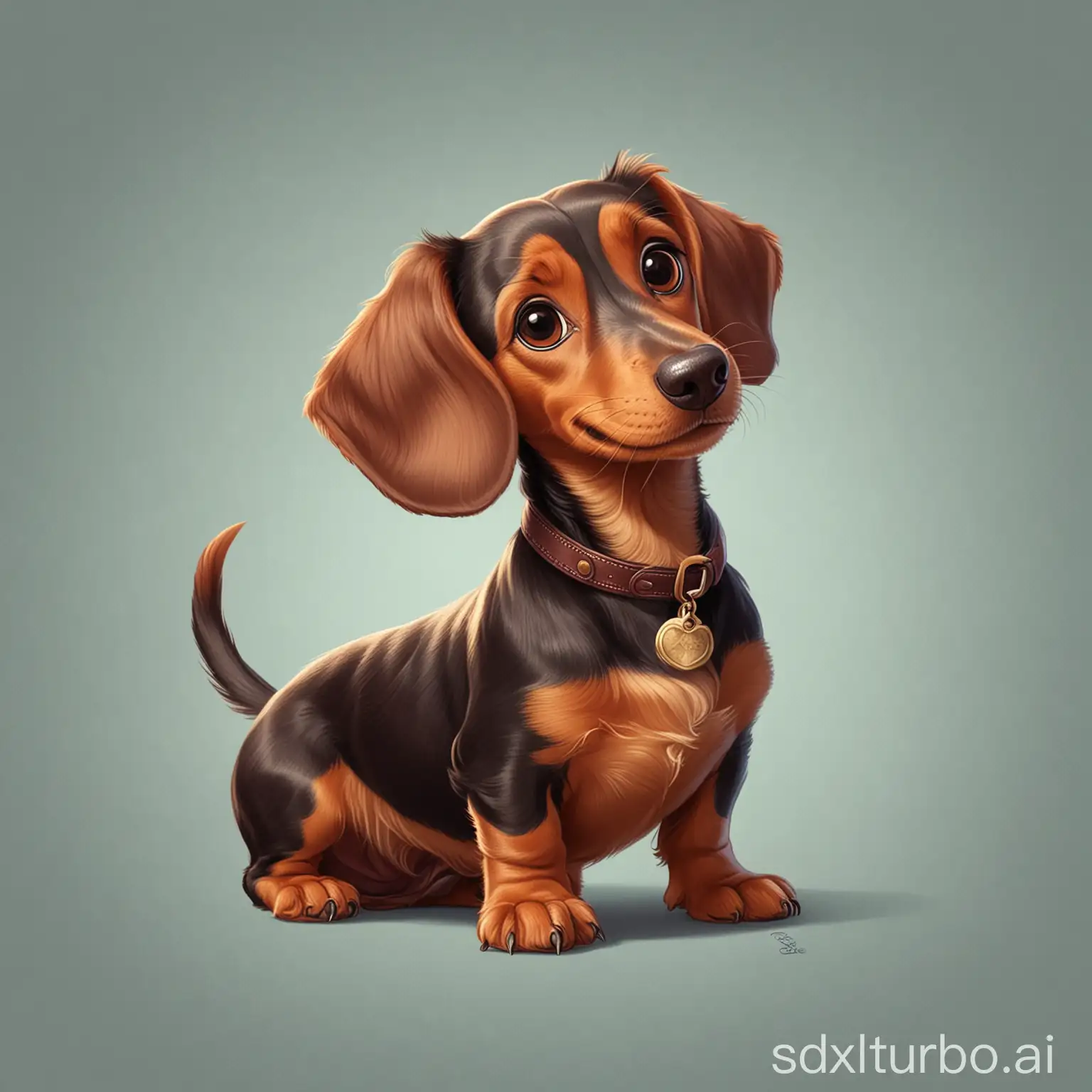 Dachshund drawn in the classic Disney style