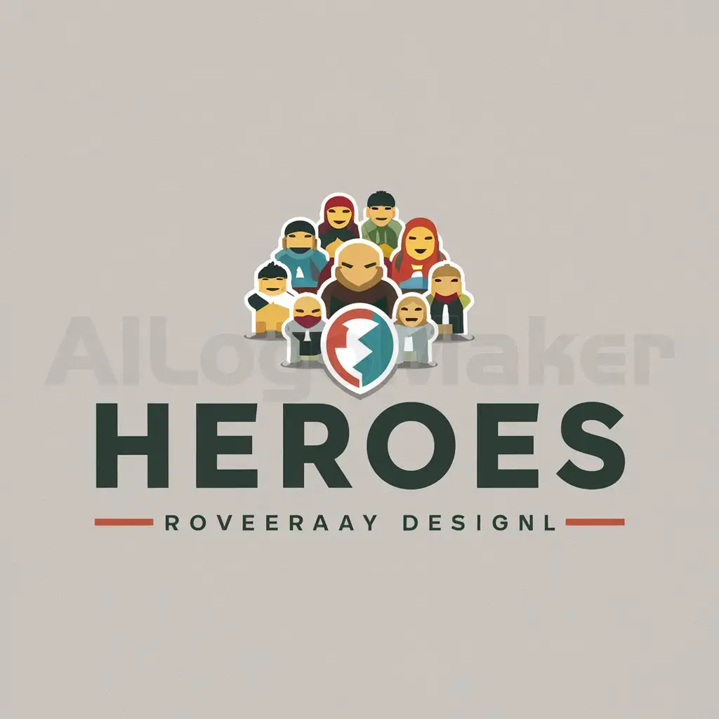 a logo design,with the text "Heroes", main symbol:Many little heroes, heroes' emblem,Moderate,clear background