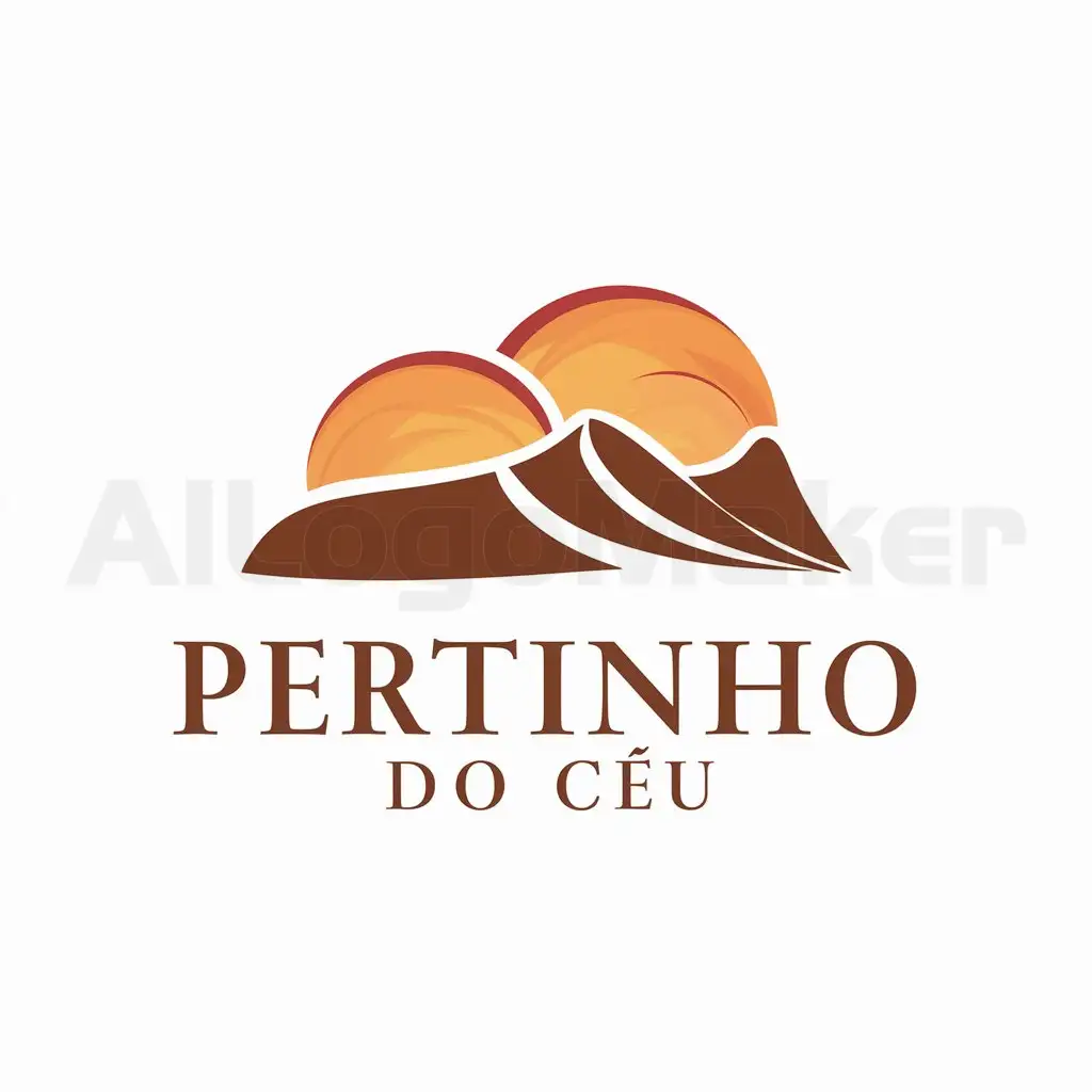 a logo design,with the text "Pertinho do Céu", main symbol:a sunset mountain,Moderate,clear background