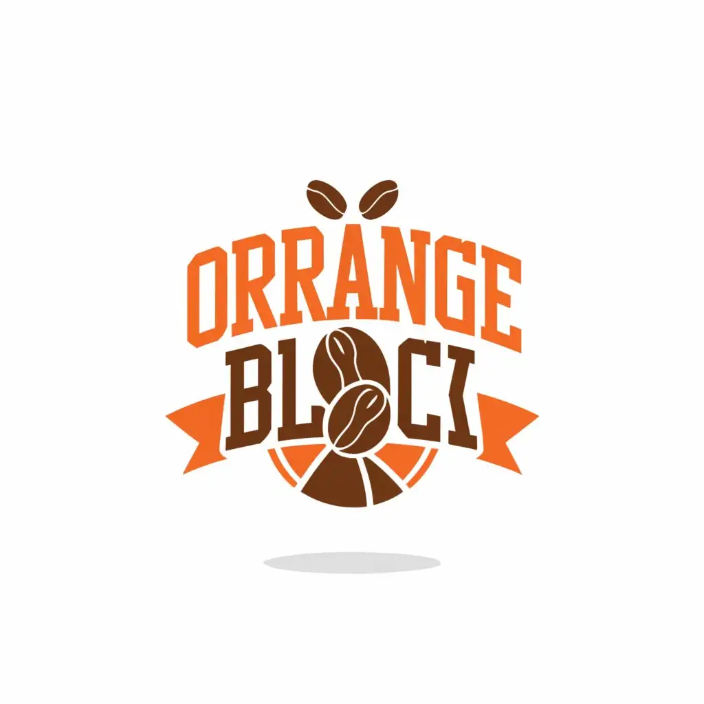 a logo design,with the text "Orange Block", main symbol:coffee, volleyball, orange and black,Moderate,be used in sports industry,clear background